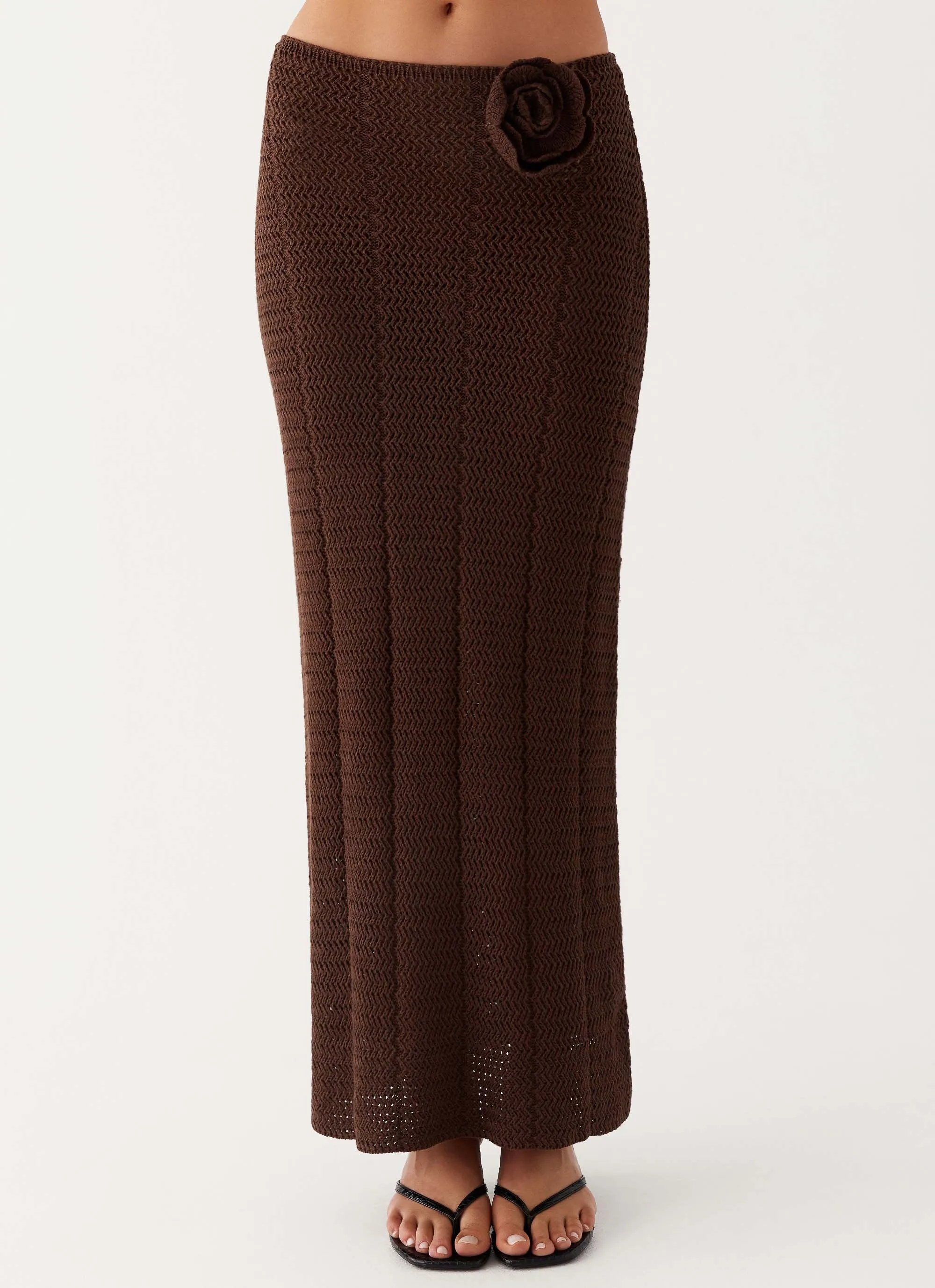 Kelcie Rose Crochet Maxi Skirt - Chocolate sold by Peppermayo product image thumbnail 4
