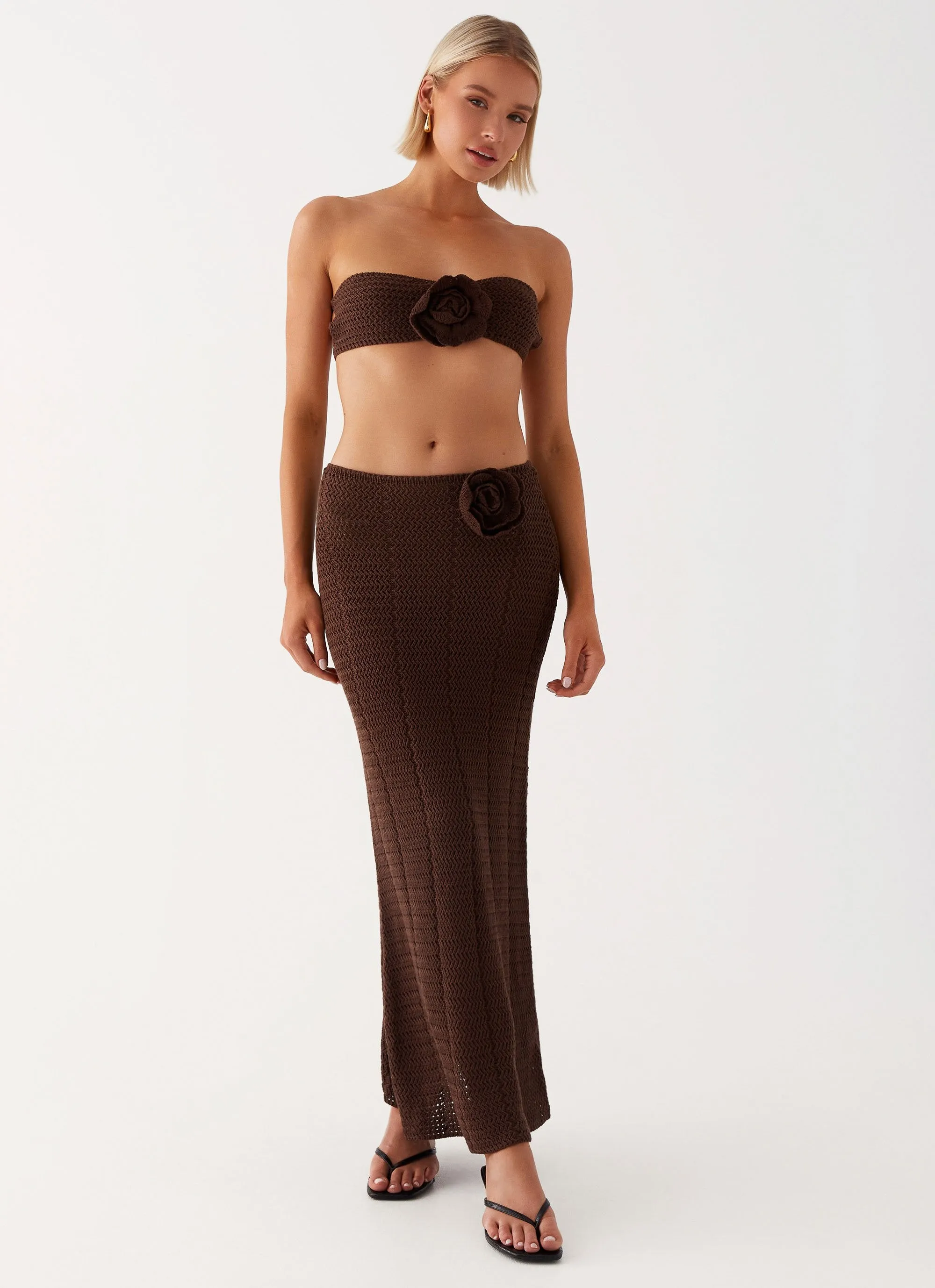 Kelcie Rose Crochet Maxi Skirt - Chocolate sold by Peppermayo product image thumbnail 5