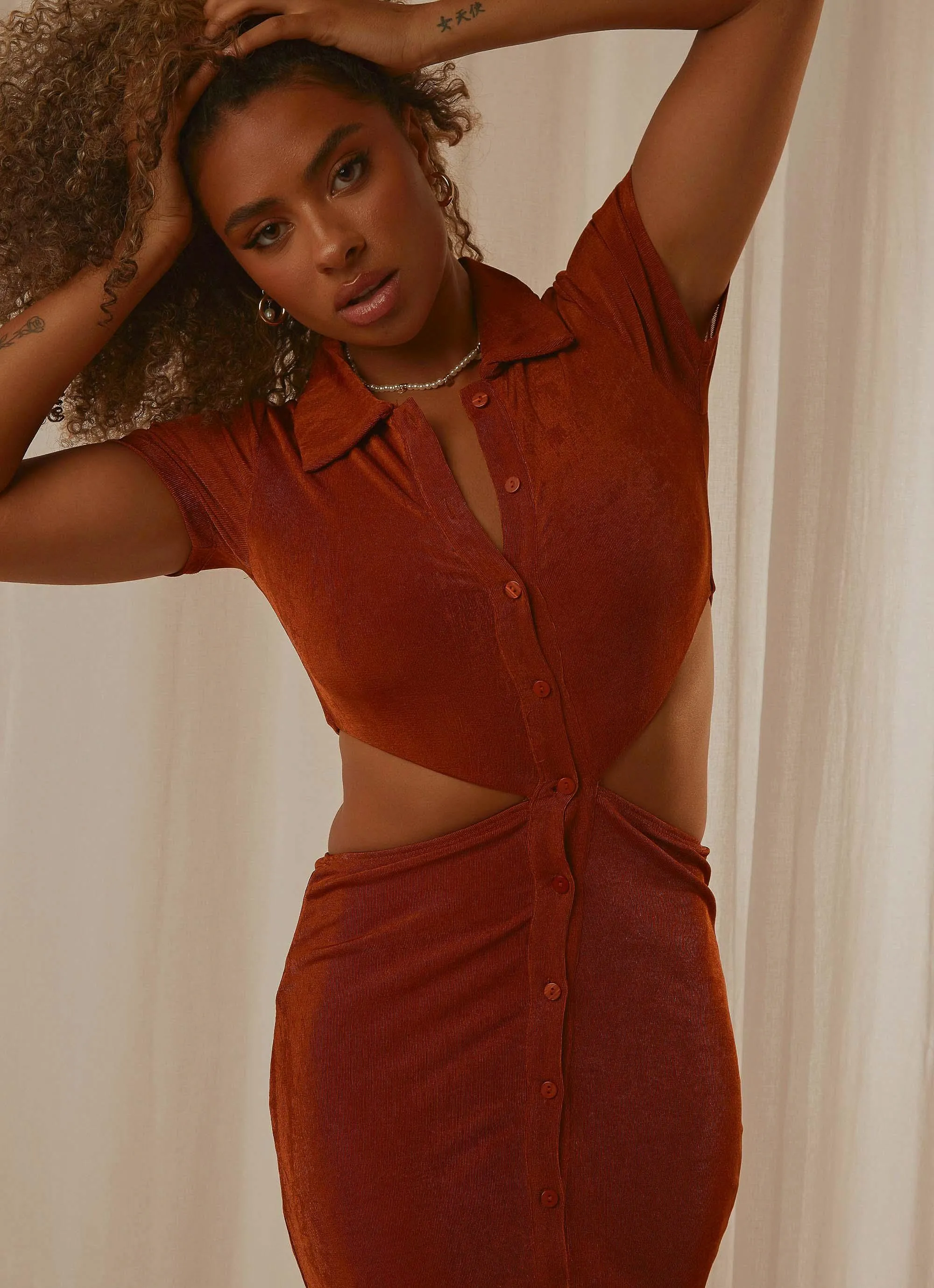 Rodeo Drive Midi Dress - Choc Brown sold by Peppermayo