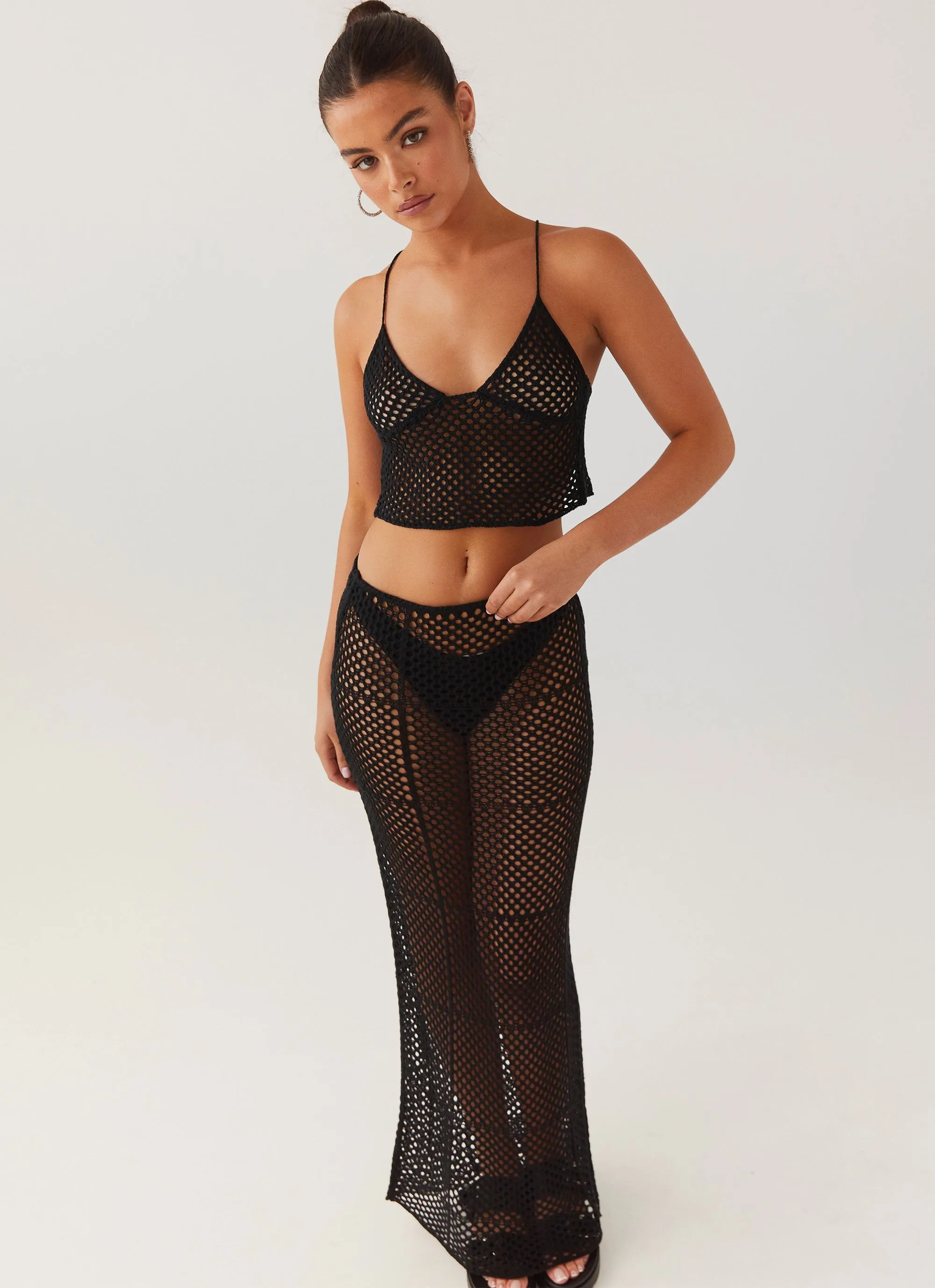 Tidal Dream Crochet Maxi Skirt - Black sold by Peppermayo product image thumbnail 4