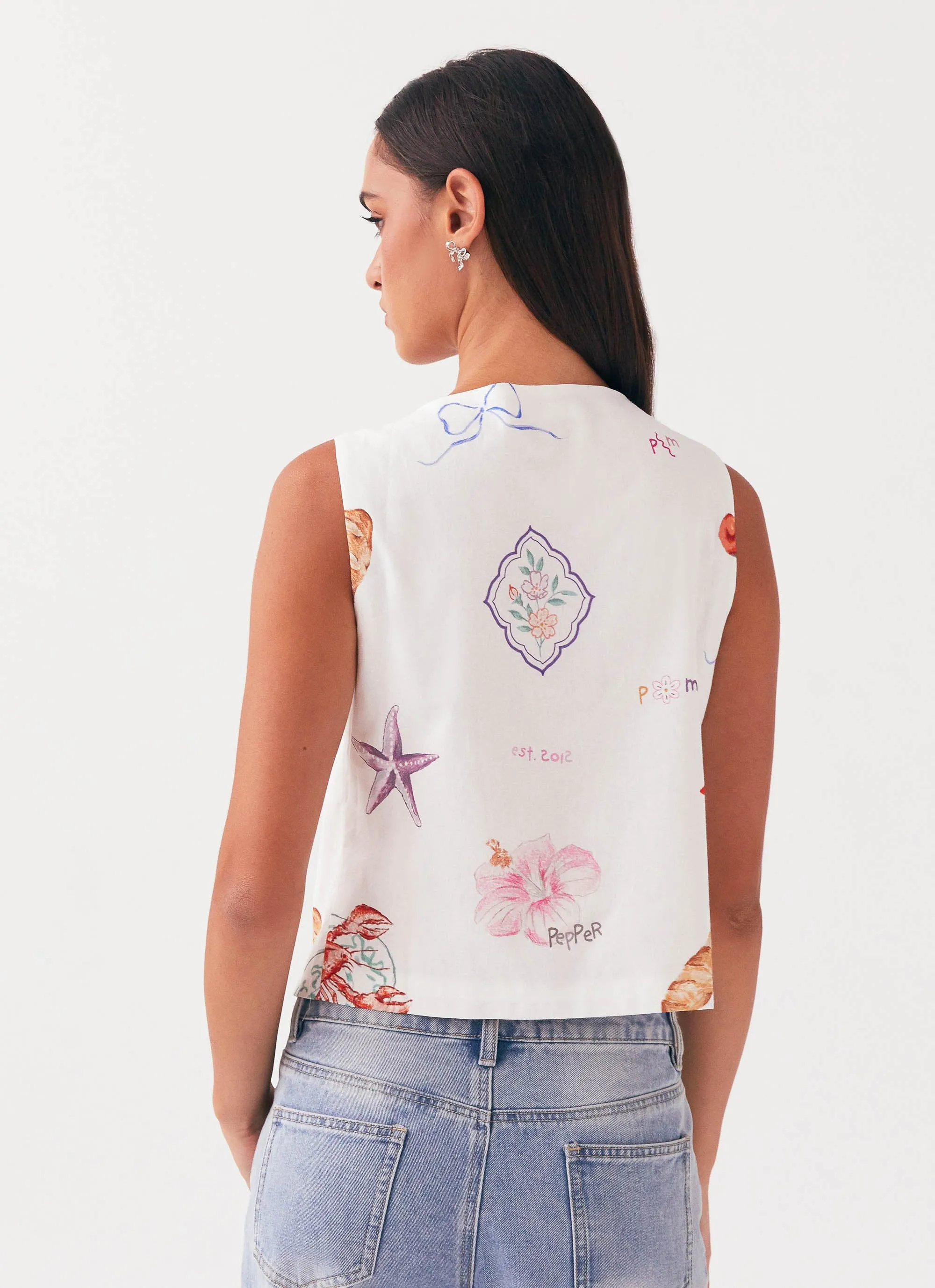 Tina Linen Vest Top - Banchetto sold by Peppermayo product image thumbnail 4