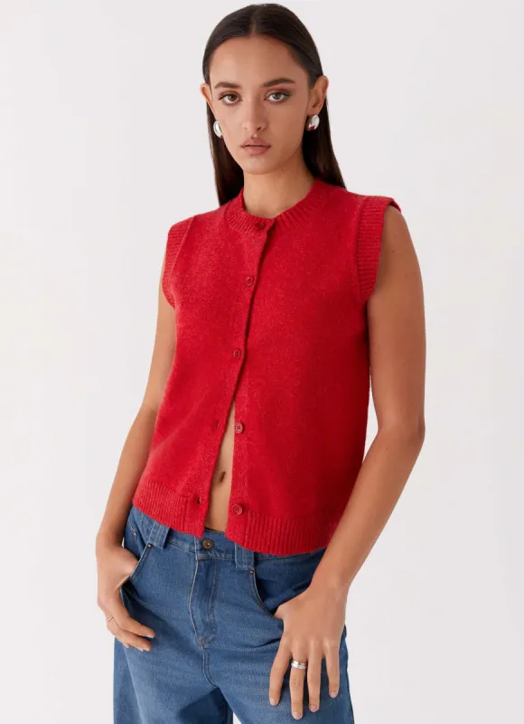 Hanson Knit Vest Top - Red sold by Peppermayo