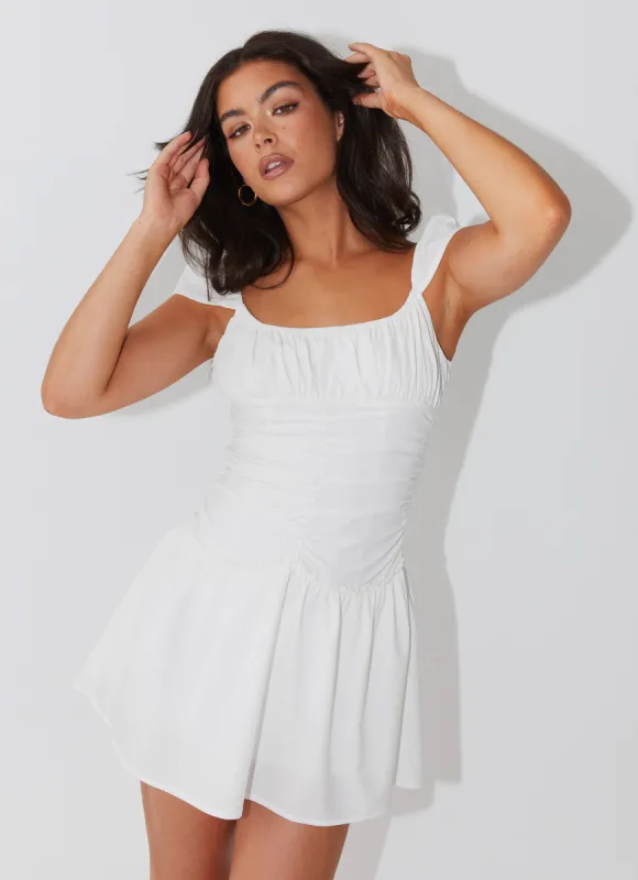 Island Dreams Mini Dress - White sold by Peppermayo