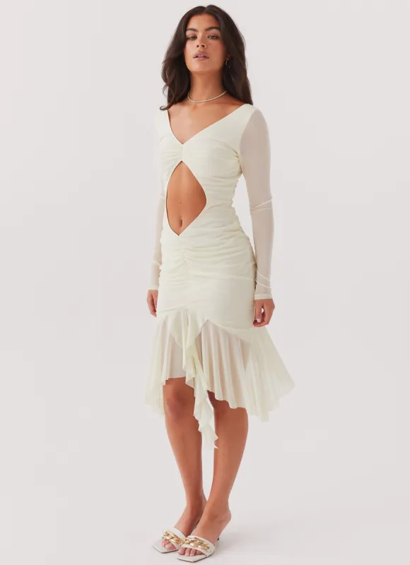 Kiara Mesh Midi Dress - Limoncello sold by Peppermayo