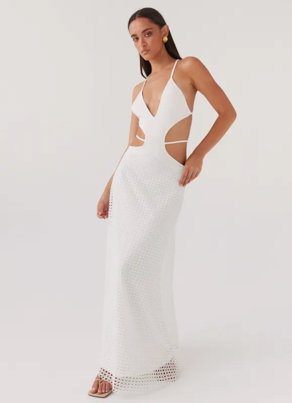Enchanted Melodies Maxi Dress - White sold by Peppermayo