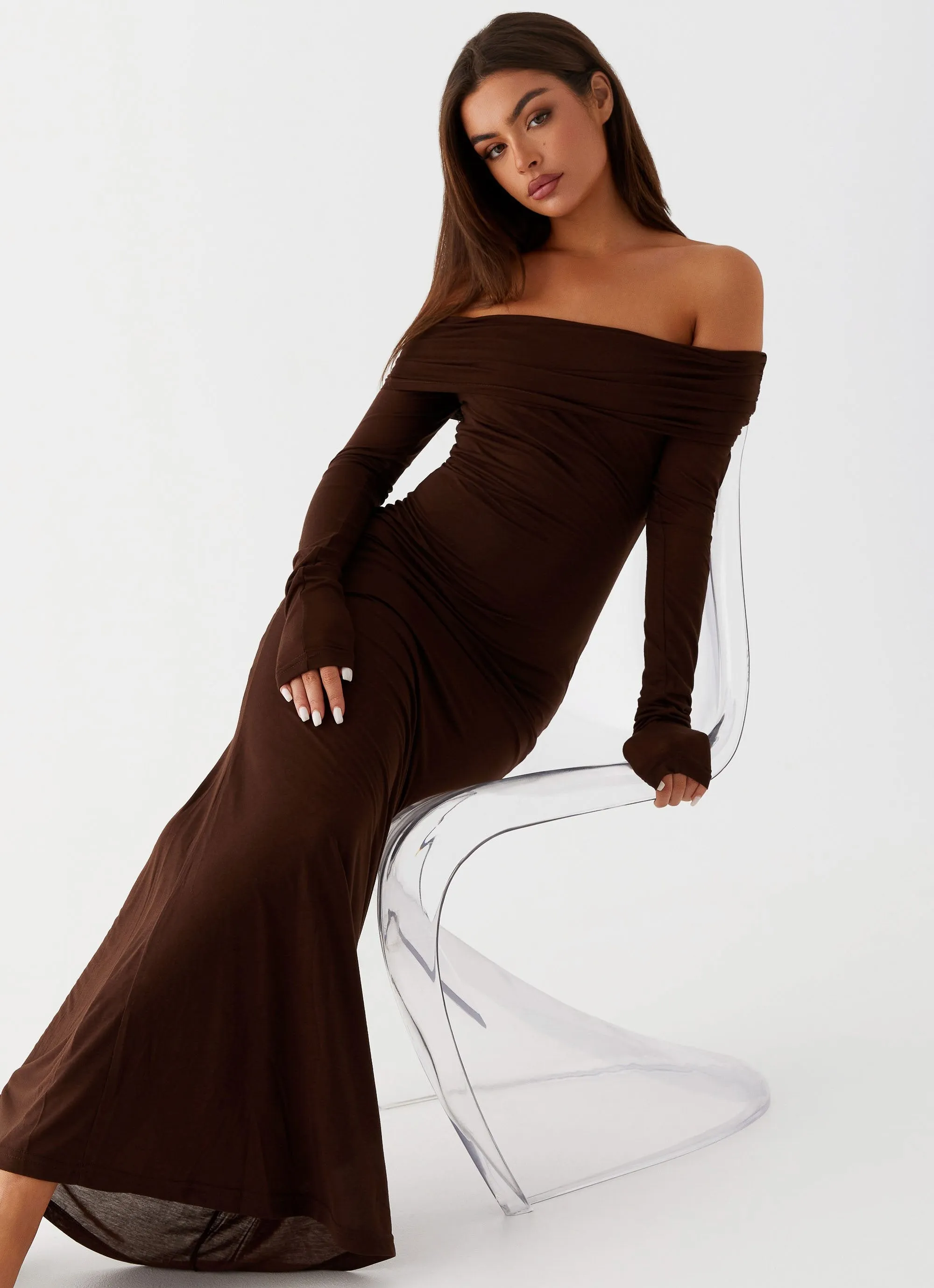 Cocoa Long Sleeve Maxi Dress - Chocolate sold by Peppermayo product image thumbnail 5