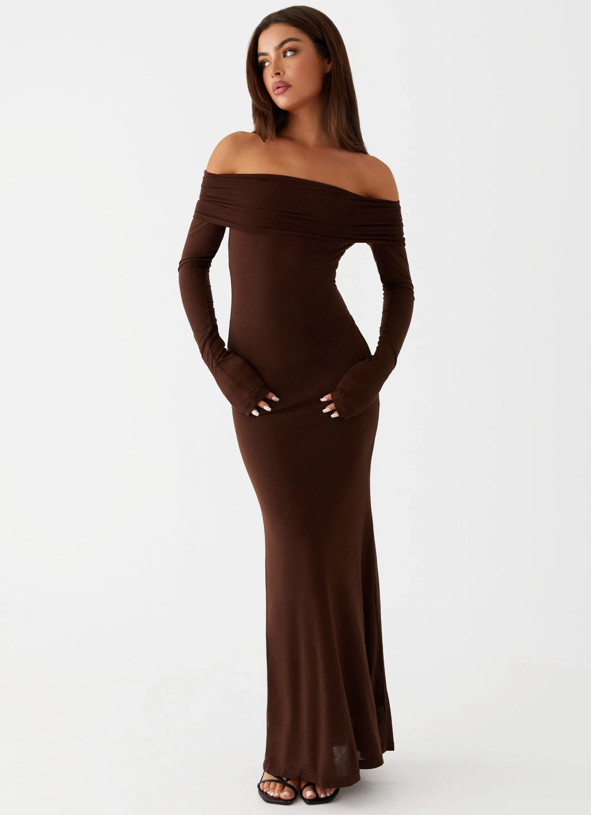 Cocoa Long Sleeve Maxi Dress - Chocolate sold by Peppermayo product image thumbnail 4