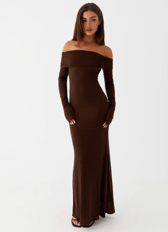 Cocoa Long Sleeve Maxi Dress - Chocolate sold by Peppermayo