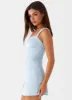 Odette Satin Mini Dress - Blue sold by Peppermayo