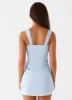 Odette Satin Mini Dress - Blue sold by Peppermayo