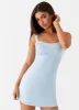 Odette Satin Mini Dress - Blue sold by Peppermayo