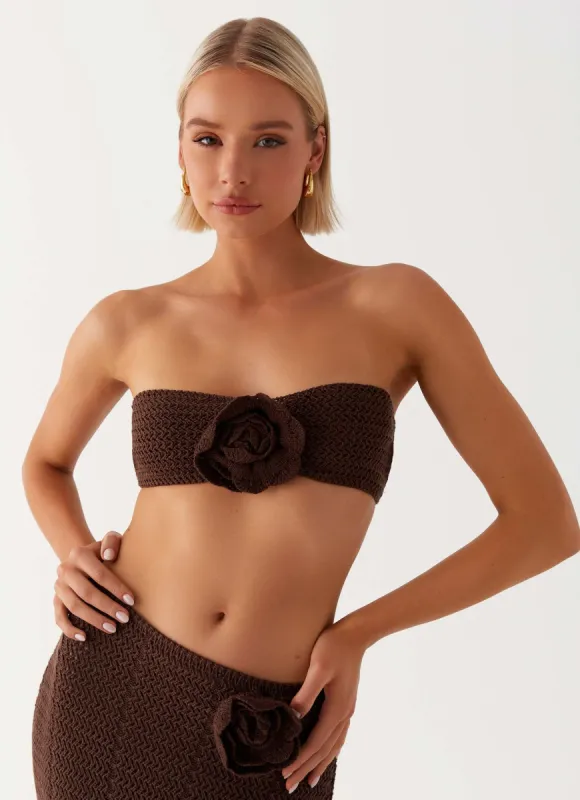 Kelcie Rose Crochet Bandeau Top - Chocolate made by Peppermayo