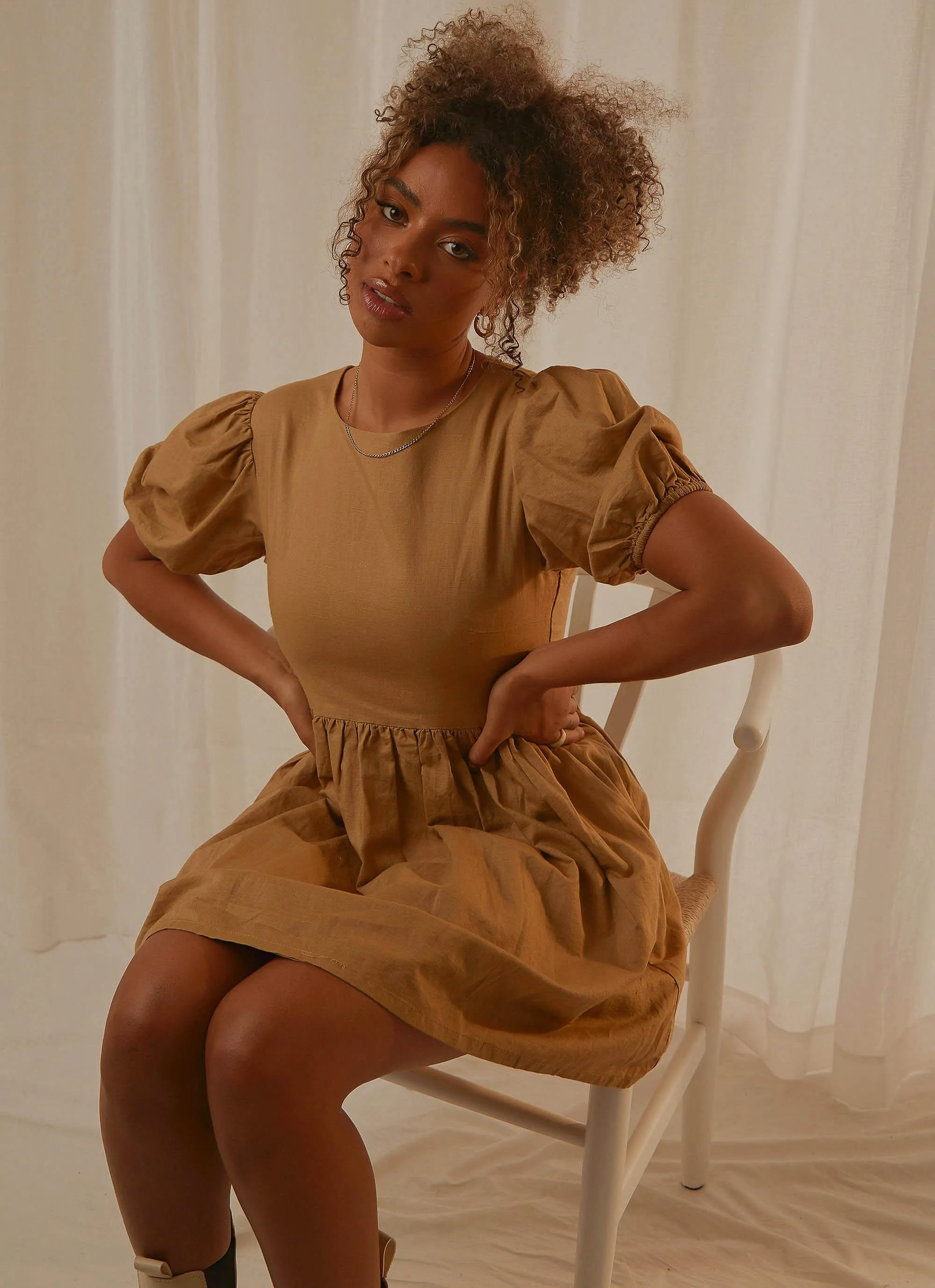 Nima Linen Mini Dress - Oak sold by Peppermayo product image thumbnail 2