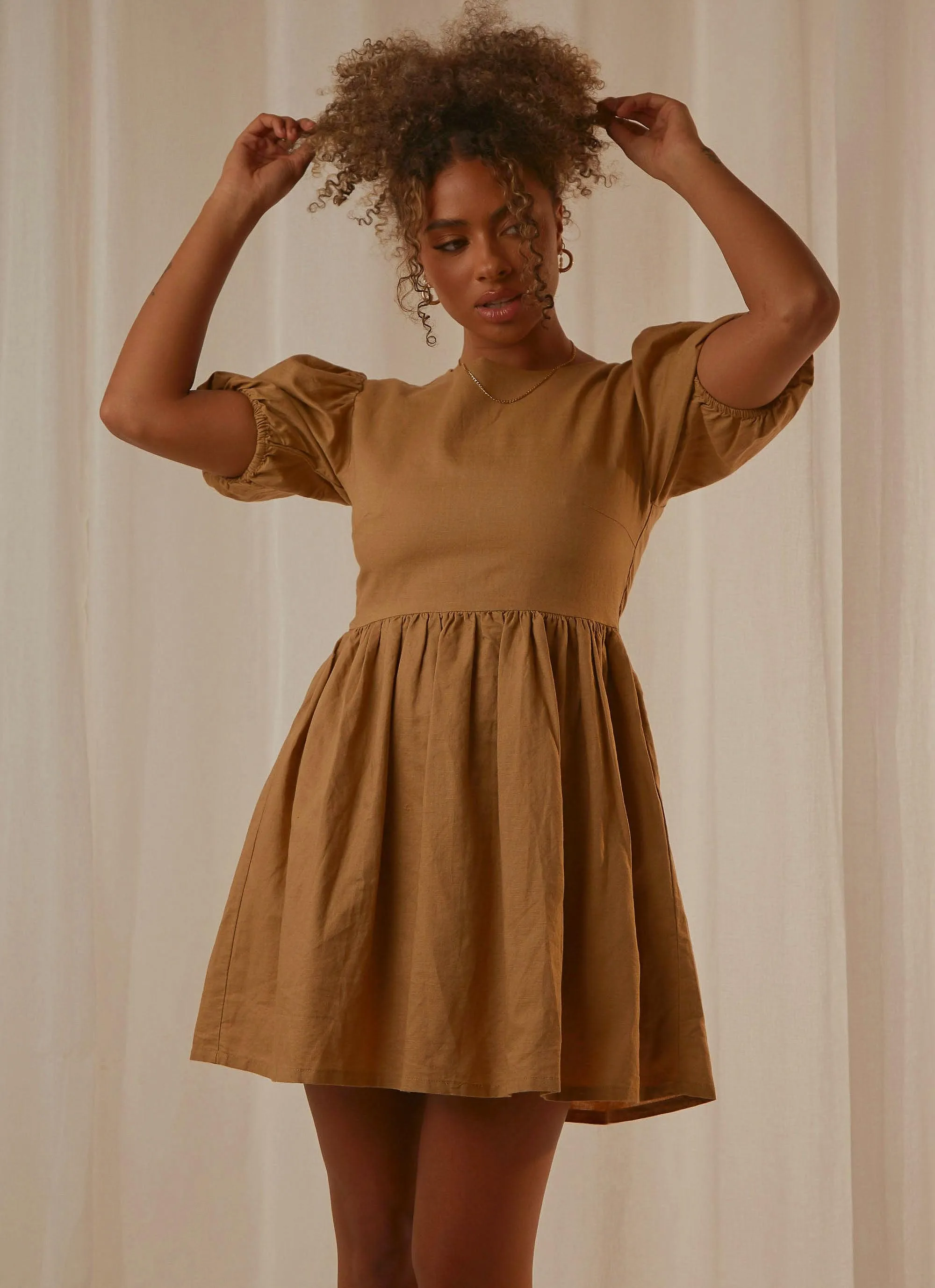 Nima Linen Mini Dress - Oak sold by Peppermayo product image thumbnail 3