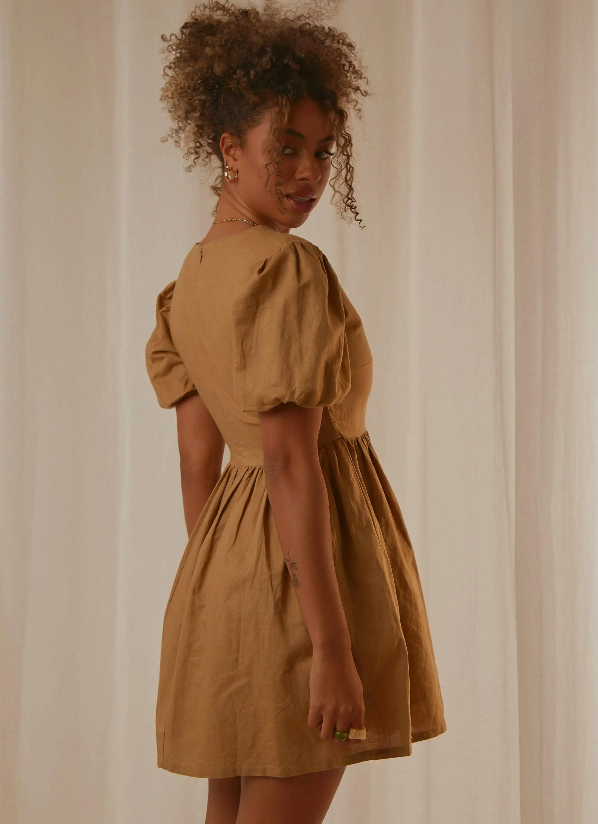 Nima Linen Mini Dress - Oak sold by Peppermayo product image thumbnail 4