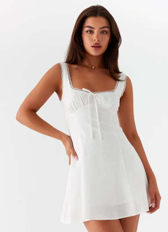 Rowena Mini Dress - White sold by Peppermayo