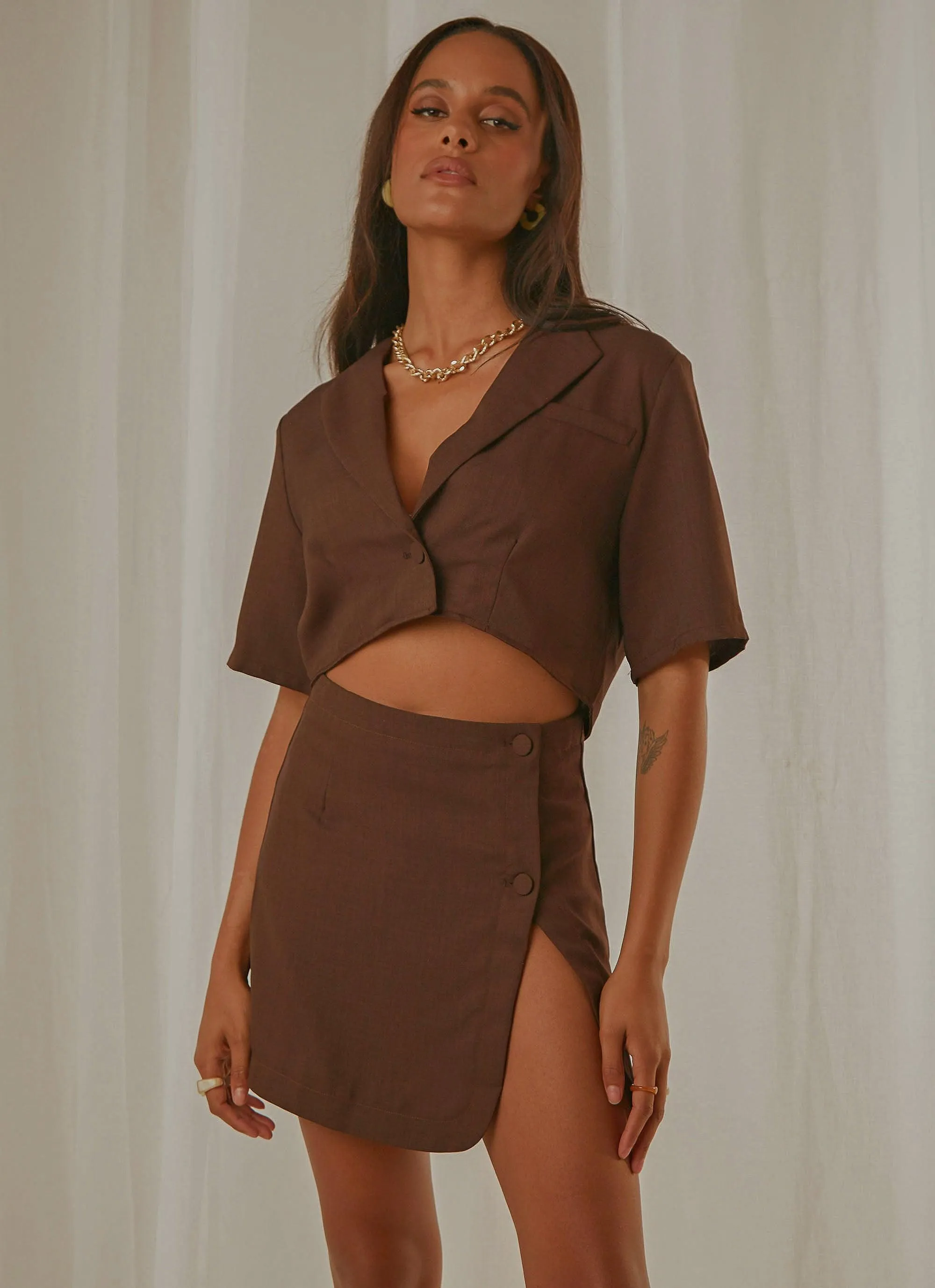 New York City Cropped Blazer - Choc Brown sold by Peppermayo product image thumbnail 2