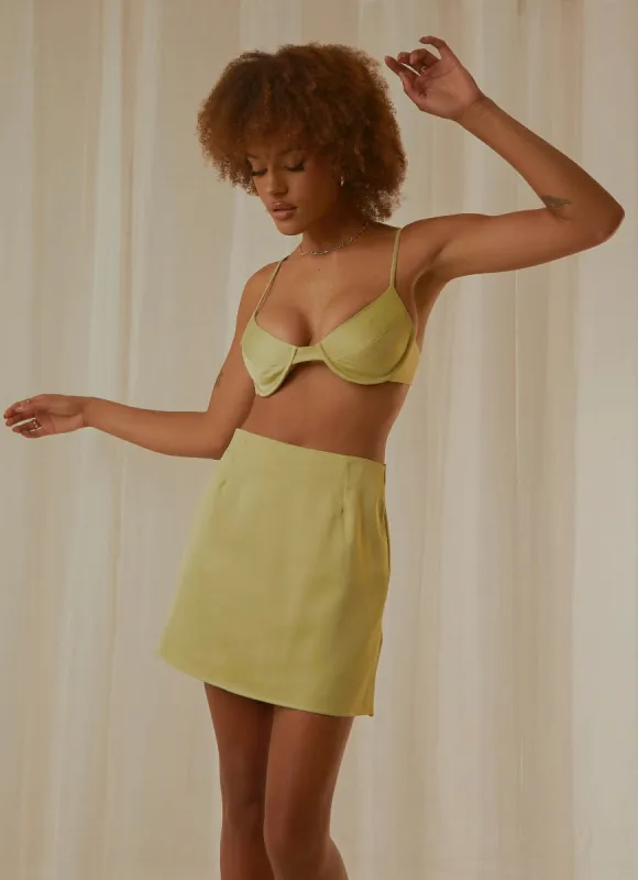 The Hills Mini Skirt - Pistachio sold by Peppermayo