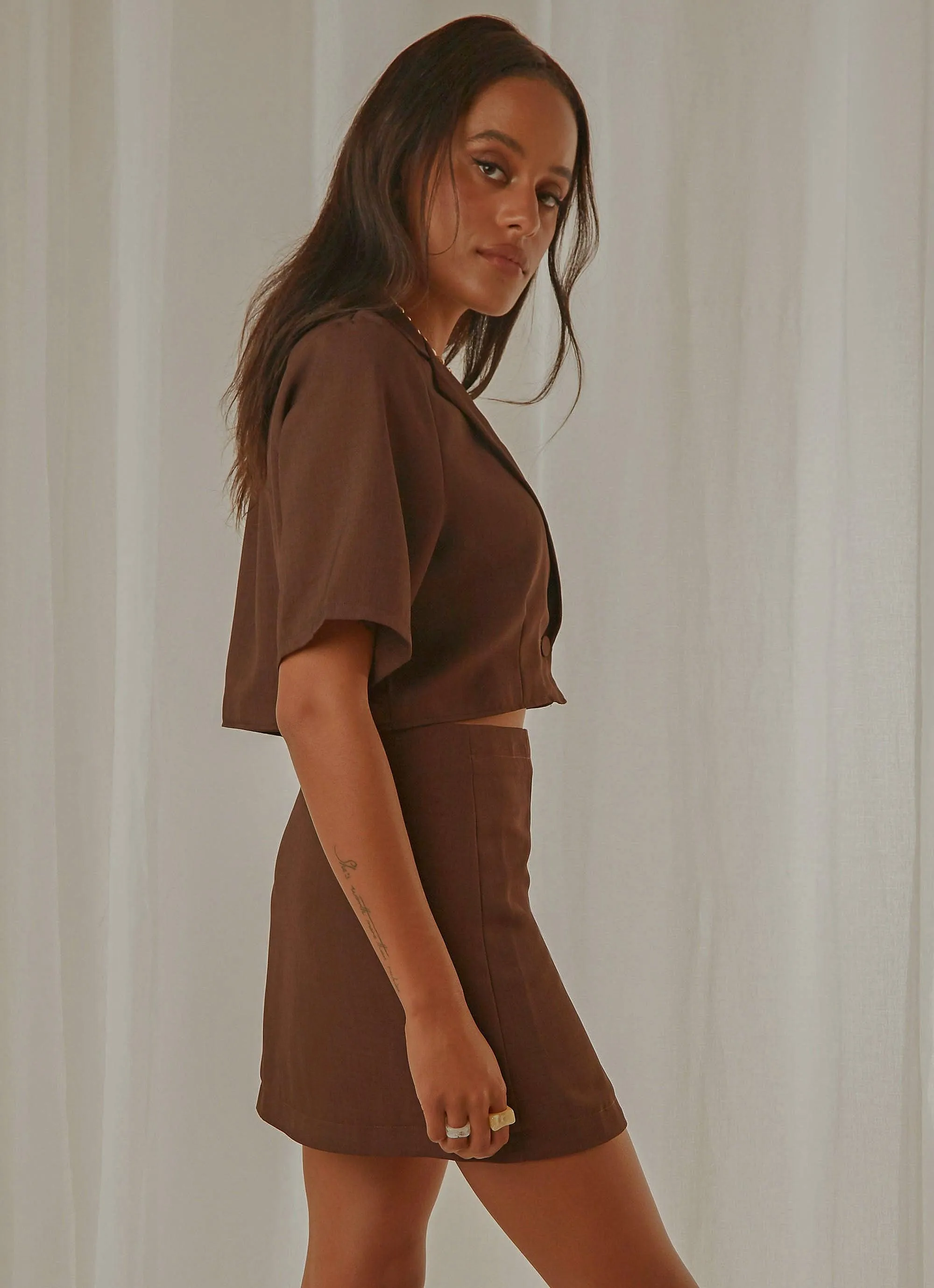 New York City Cropped Blazer - Choc Brown sold by Peppermayo product image thumbnail 4