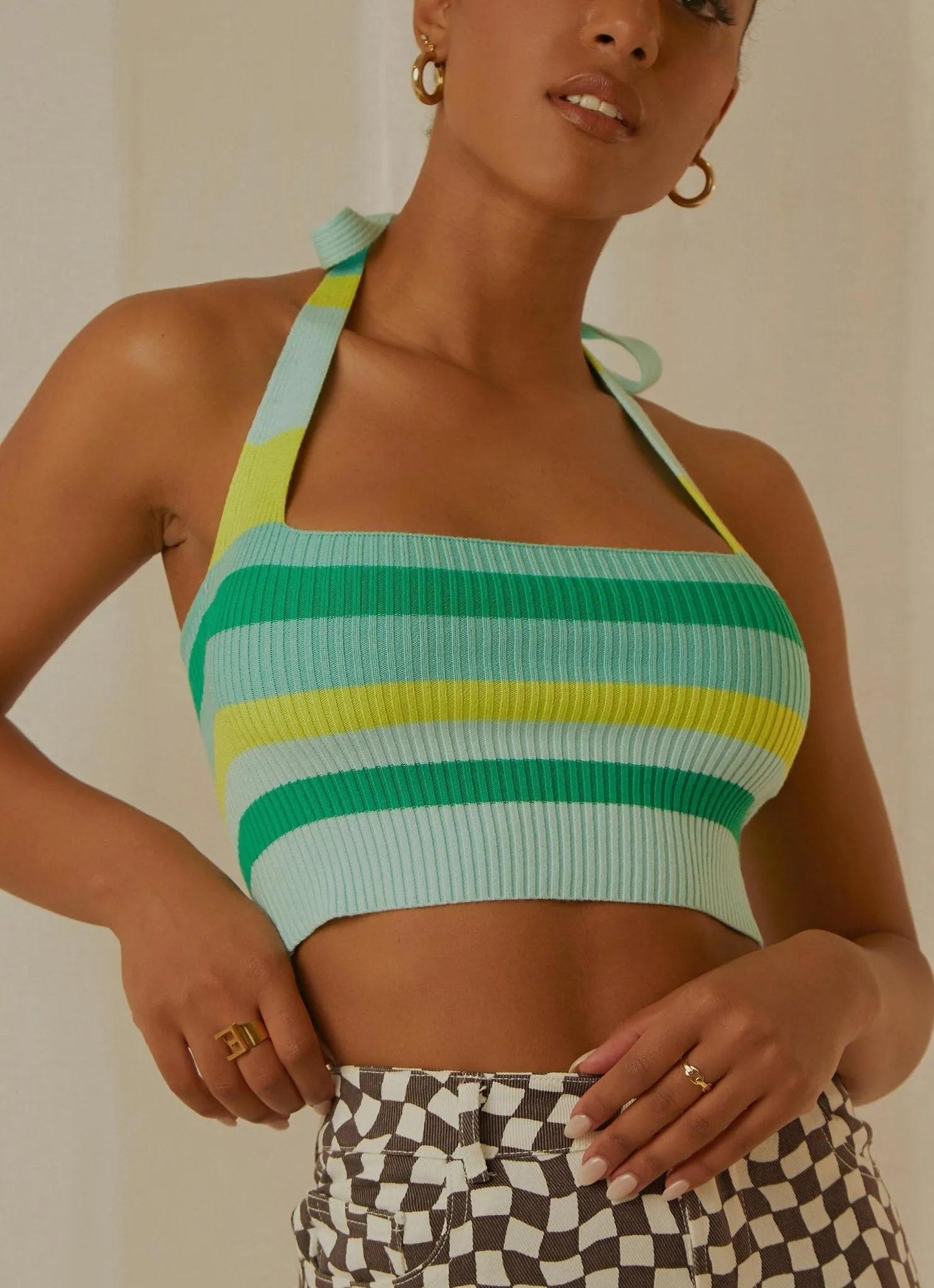 Alba Knit Crop - Ocean Stripe sold by Peppermayo