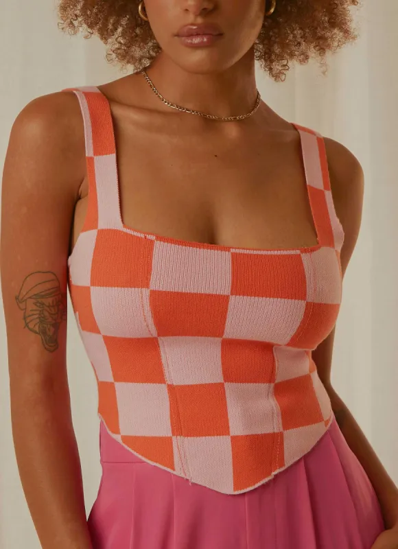 Alfresco Nights Bustier Top - Pink Check made by Peppermayo