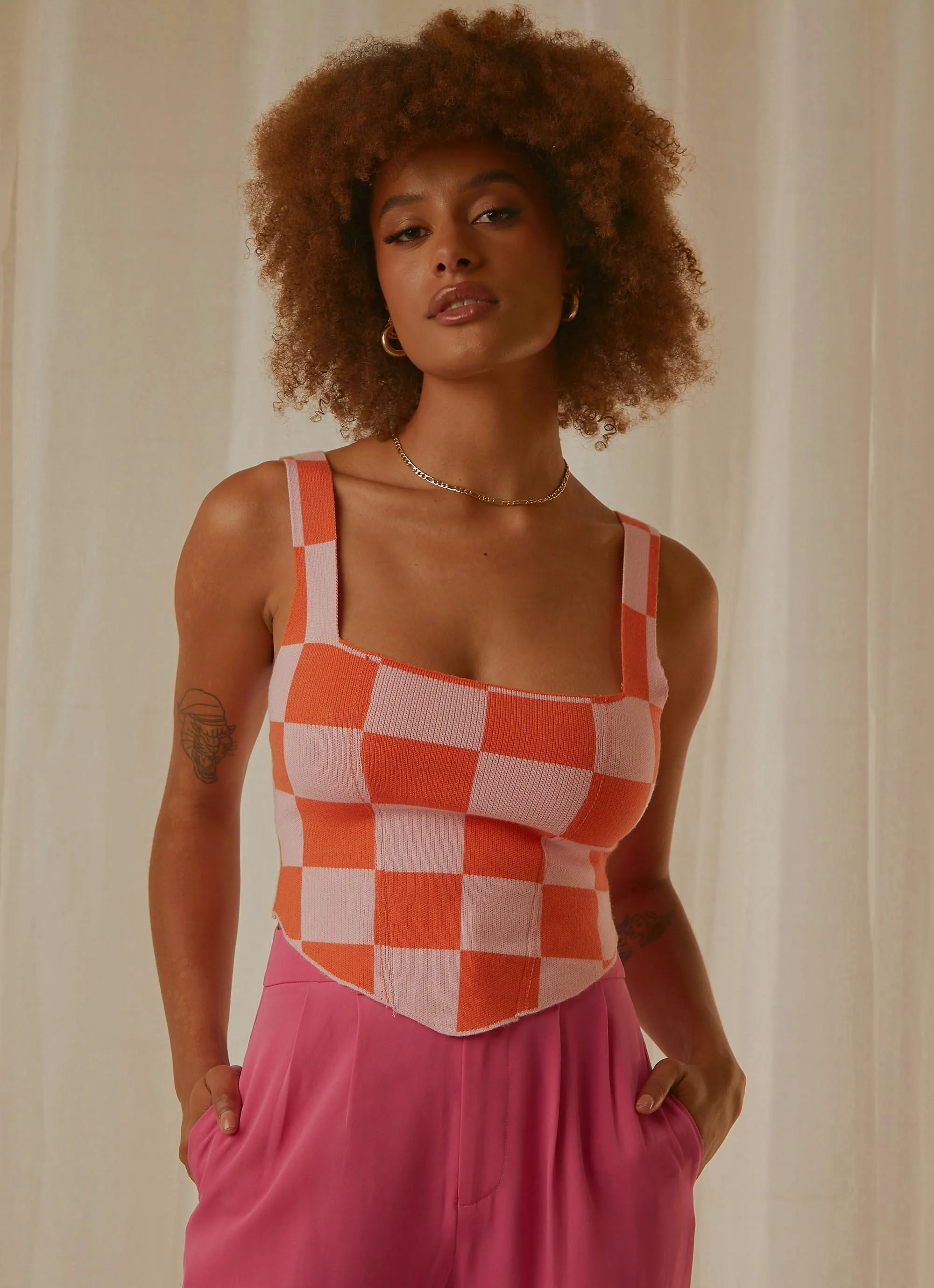 Alfresco Nights Bustier Top - Pink Check sold by Peppermayo product image thumbnail 3