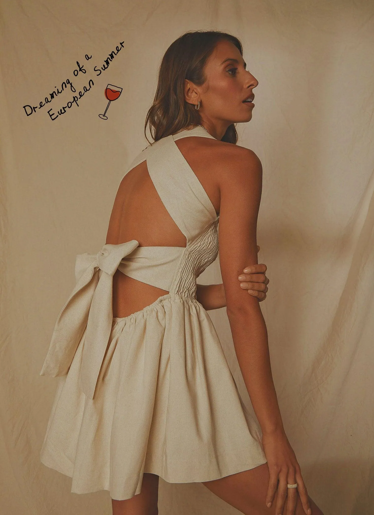 European Towns Linen Mini Dress - Oatmeal sold by Peppermayo product image thumbnail 2