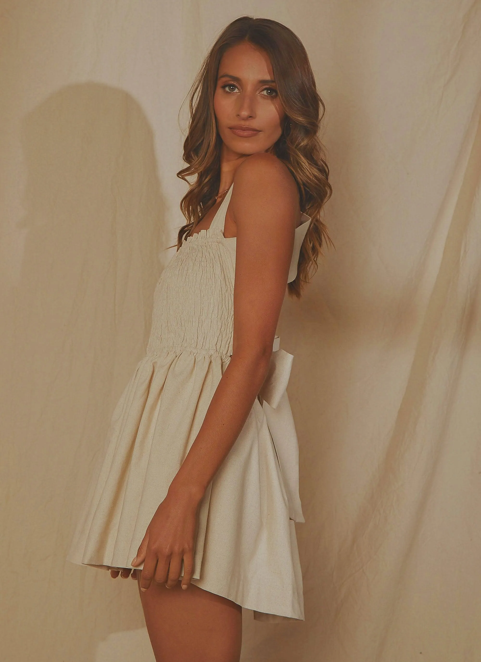 European Towns Linen Mini Dress - Oatmeal sold by Peppermayo product image thumbnail 5