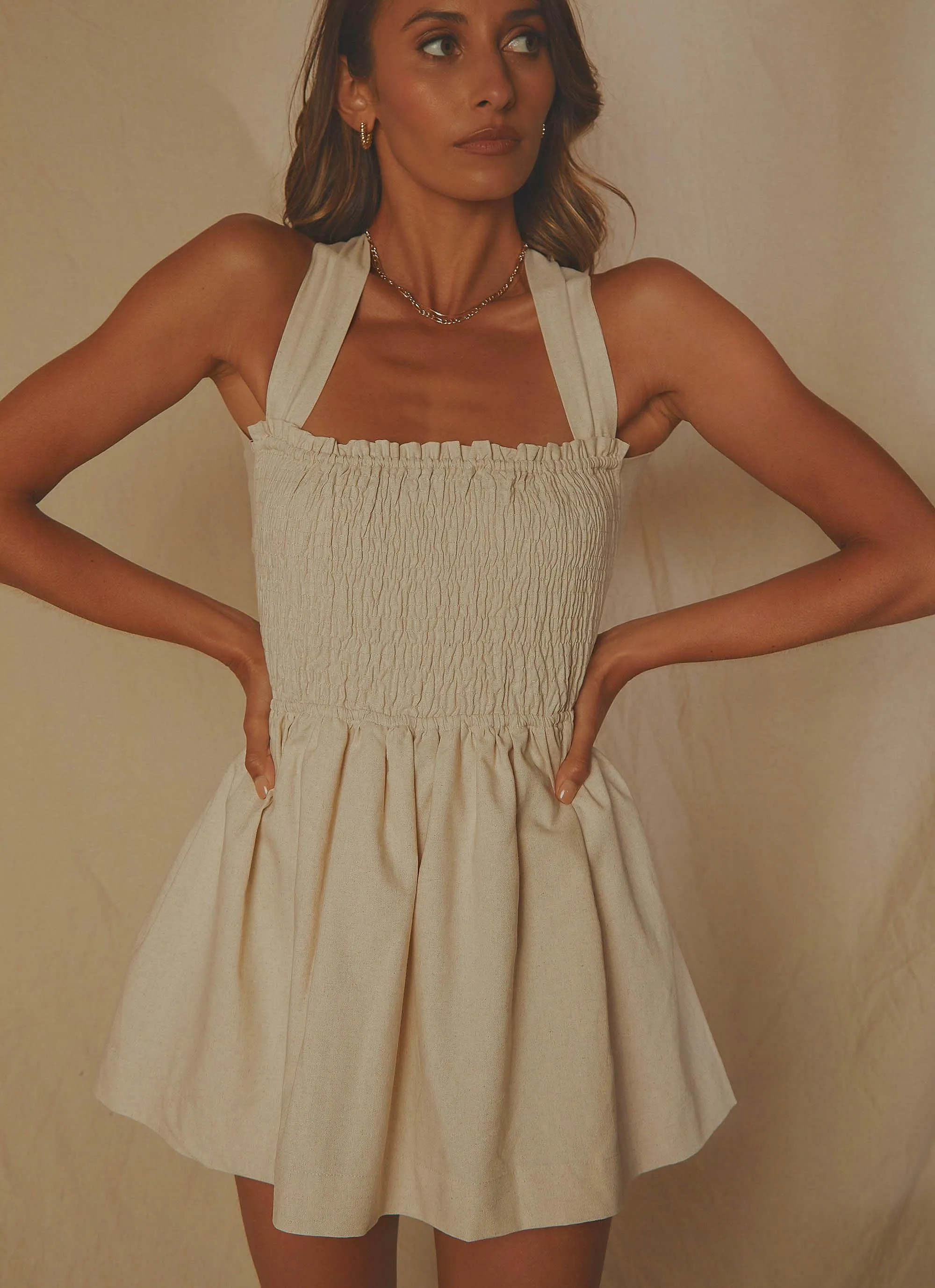 European Towns Linen Mini Dress - Oatmeal sold by Peppermayo product image thumbnail 3