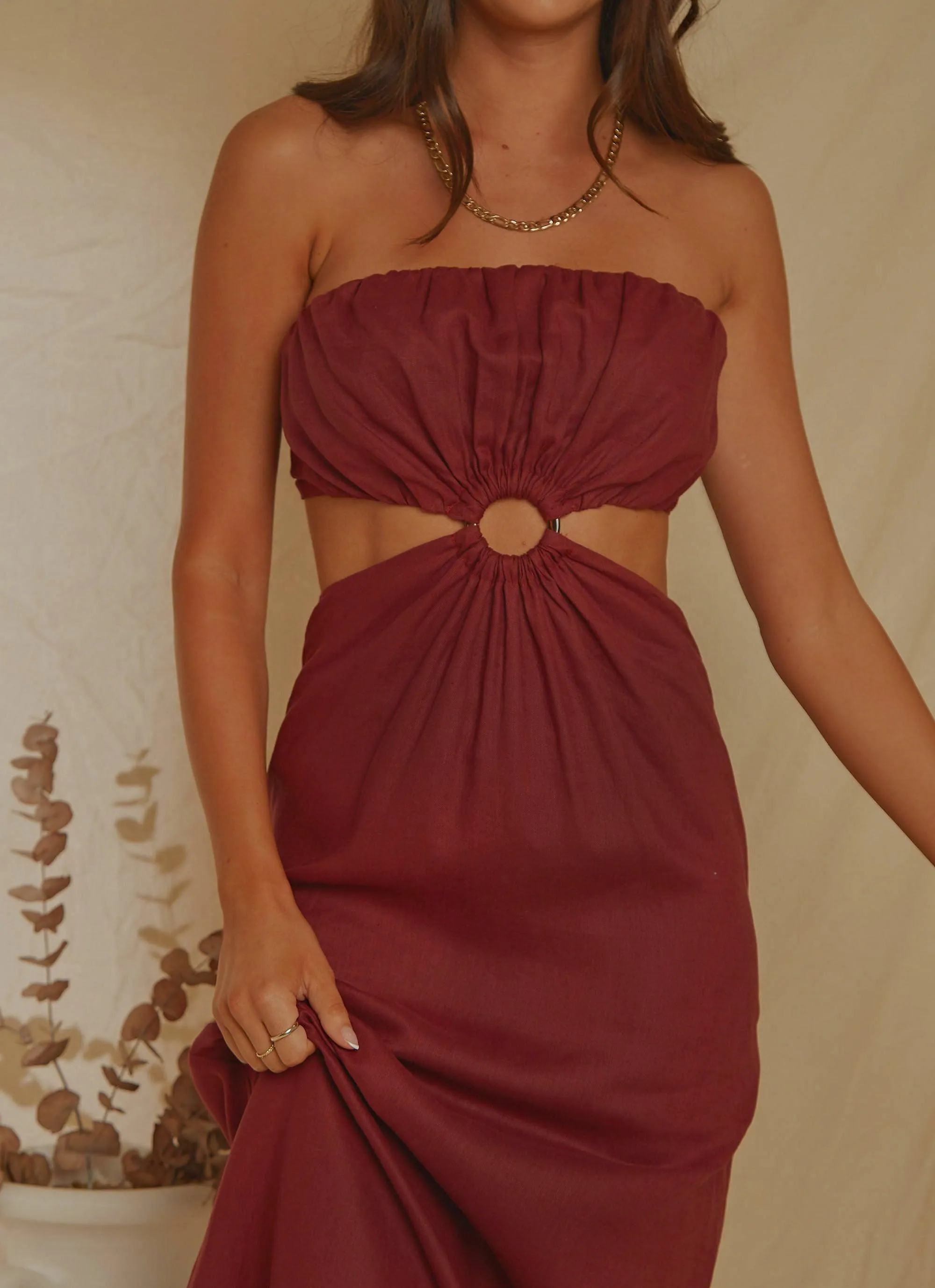 Lunchtime Drinks Maxi Dress - Burgundy sold by Peppermayo product image thumbnail 3