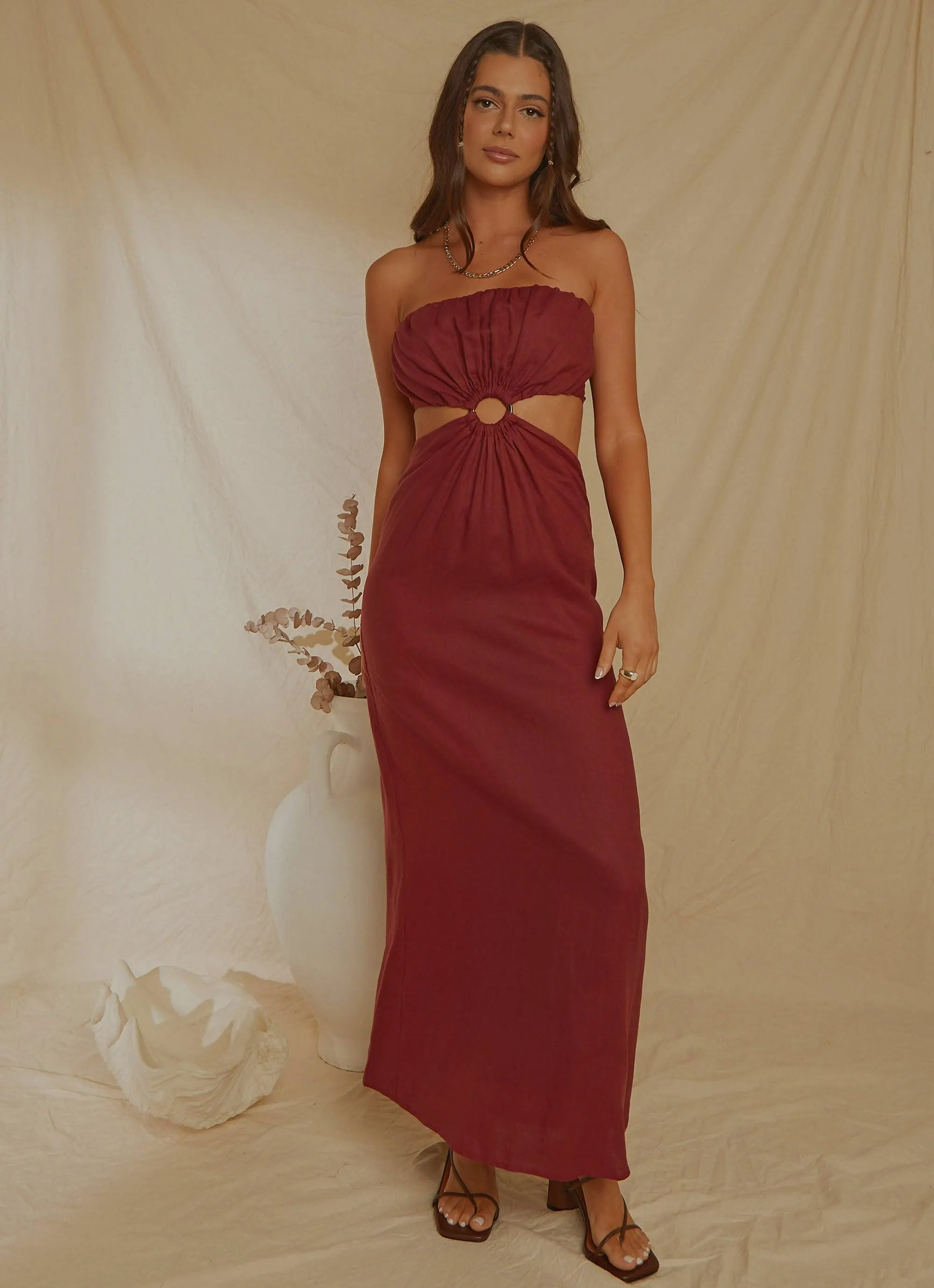 Lunchtime Drinks Maxi Dress - Burgundy sold by Peppermayo product image thumbnail 4
