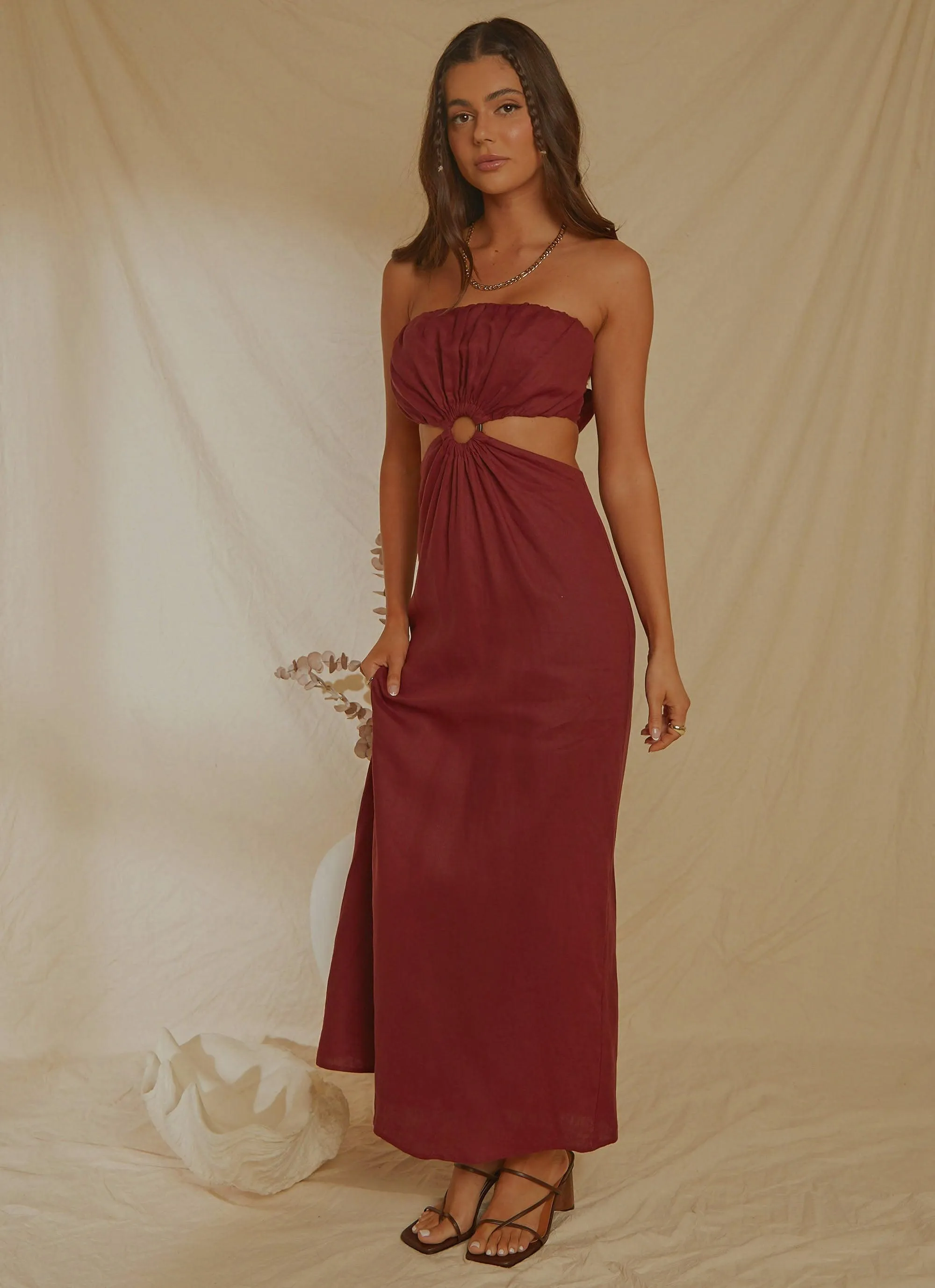 Lunchtime Drinks Maxi Dress - Burgundy sold by Peppermayo product image thumbnail 5