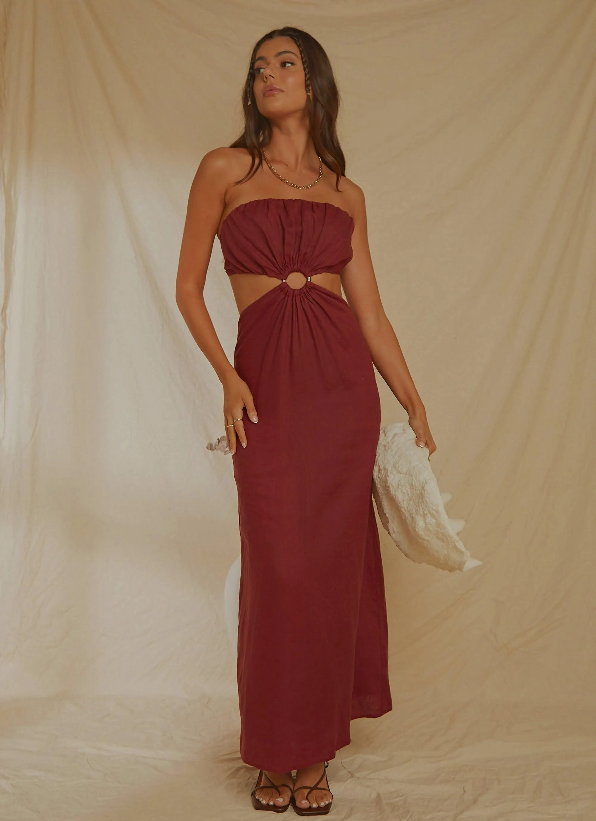 Lunchtime Drinks Maxi Dress - Burgundy sold by Peppermayo product image thumbnail 2