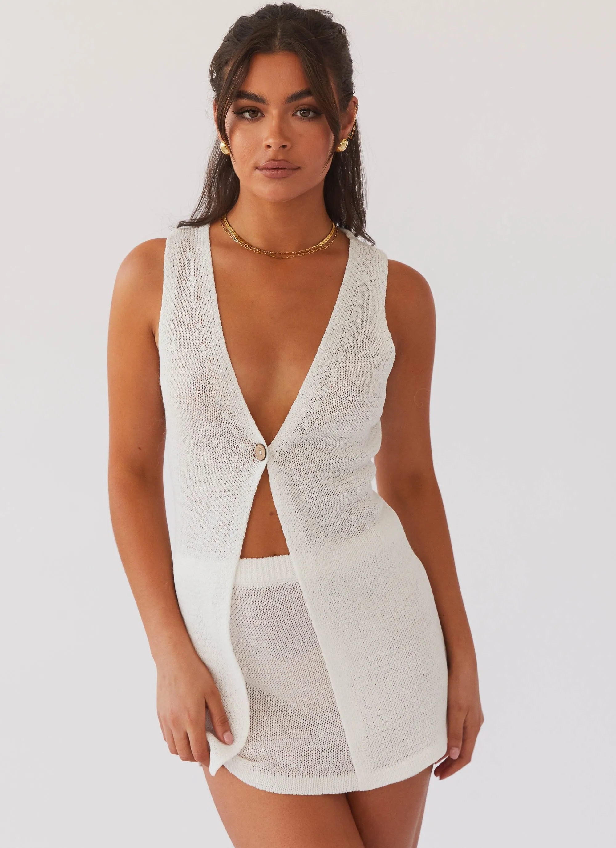 Capri Glow Knit Mini Skirt - White sold by Peppermayo product image thumbnail 5