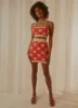 Flower Market Knit Mini Skirt - Orange Mod Floral sold by Peppermayo
