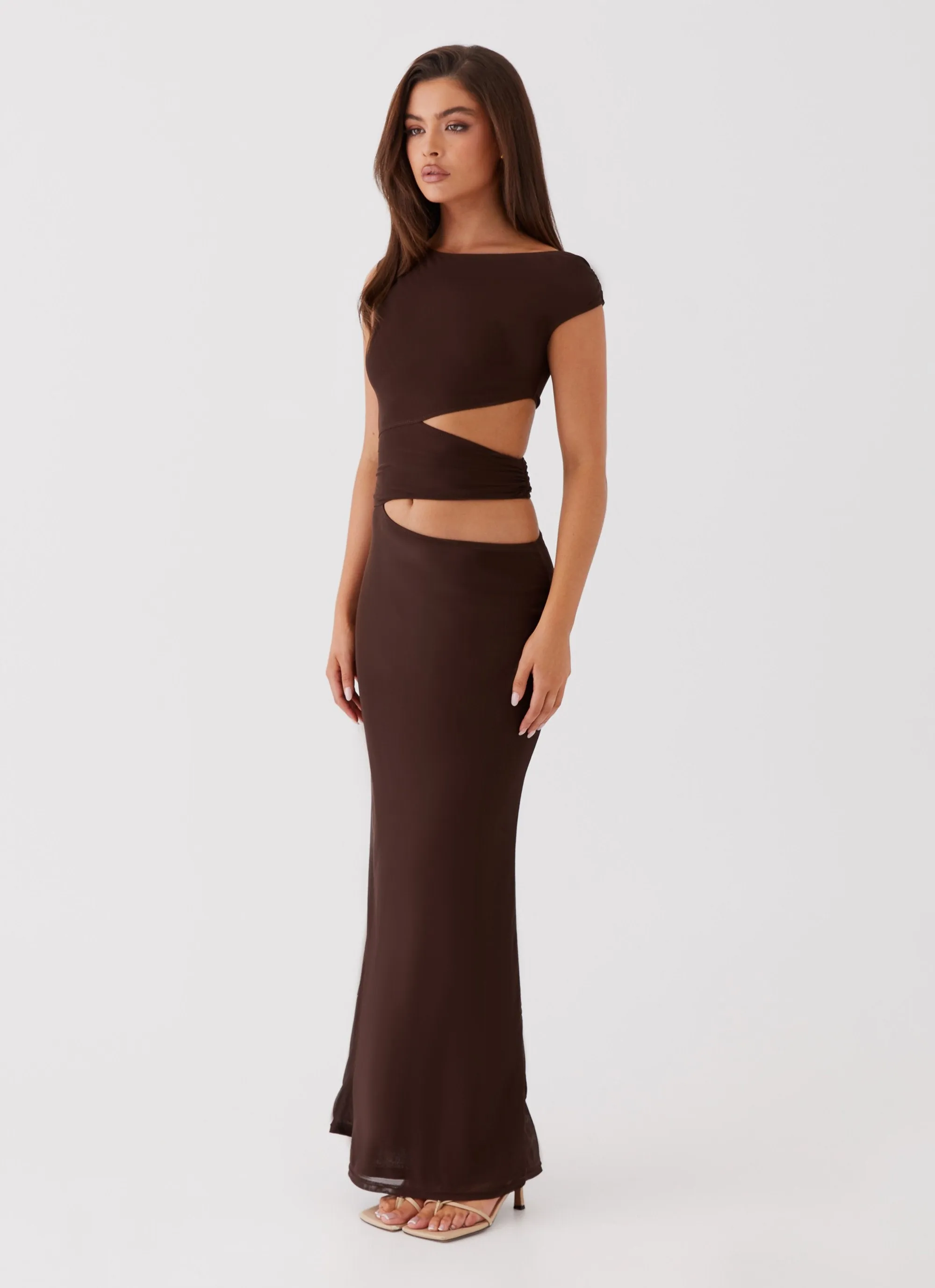 Margot One Shoulder Maxi Dress - Chocolate sold by Peppermayo product image thumbnail 4