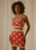 Flower Market Knit Mini Skirt - Orange Mod Floral sold by Peppermayo