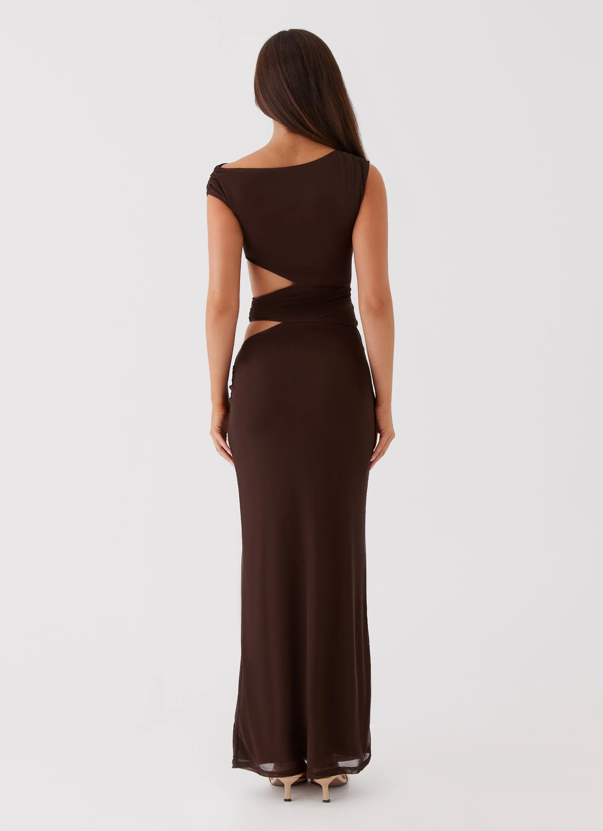 Margot One Shoulder Maxi Dress - Chocolate sold by Peppermayo product image thumbnail 5