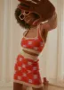 Flower Market Knit Mini Skirt - Orange Mod Floral sold by Peppermayo