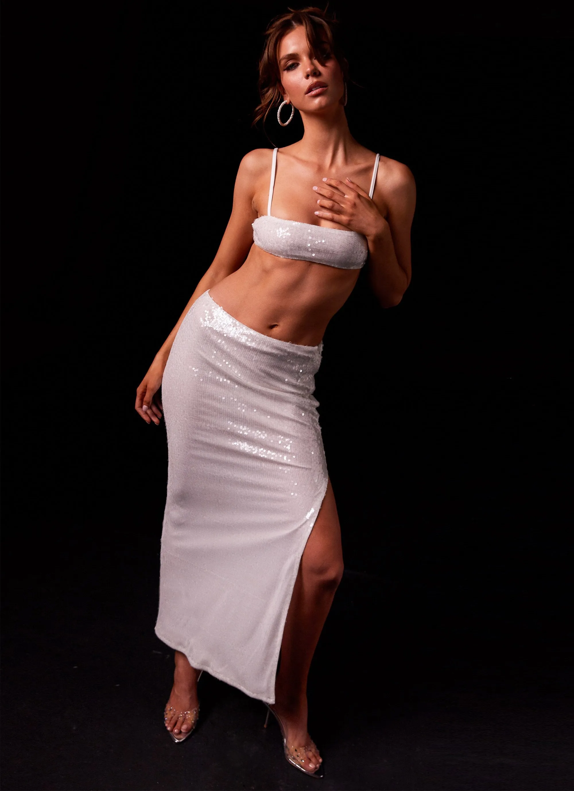 Felicity Sequin Maxi Skirt - Snow Frost sold by Peppermayo product image thumbnail 5