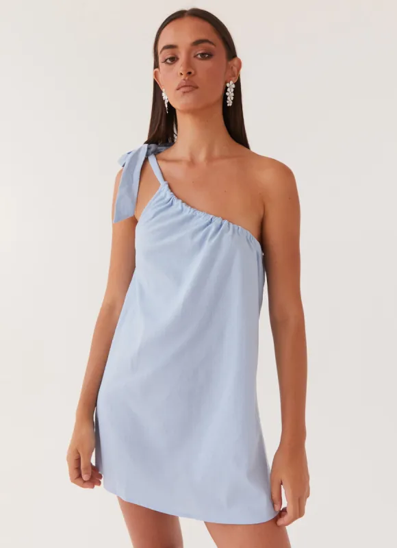 Art Of Waves Linen Mini Dress - Cerulean sold by Peppermayo