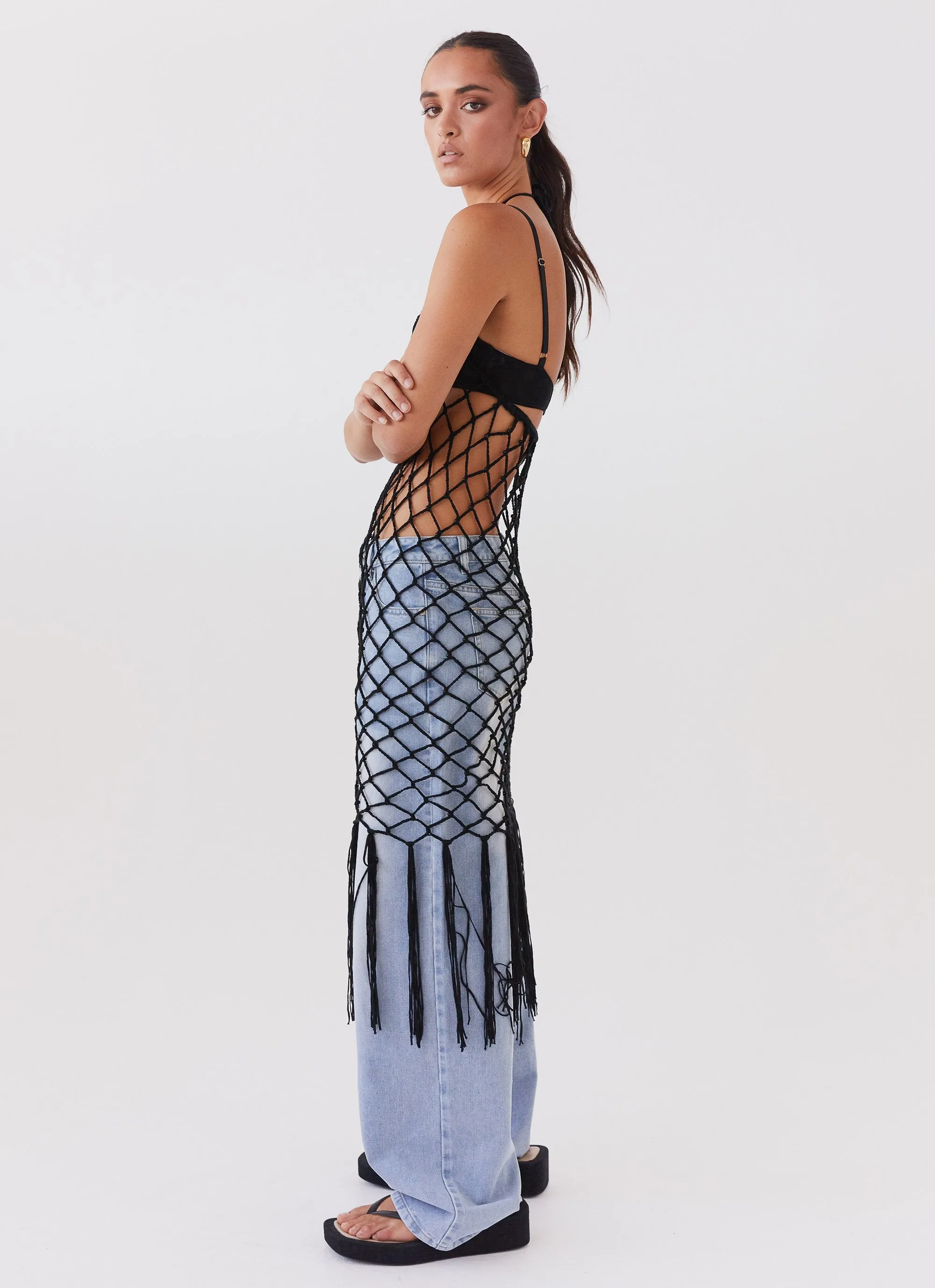 Urban Jungle Net Midi Dress - Black sold by Peppermayo product image thumbnail 3
