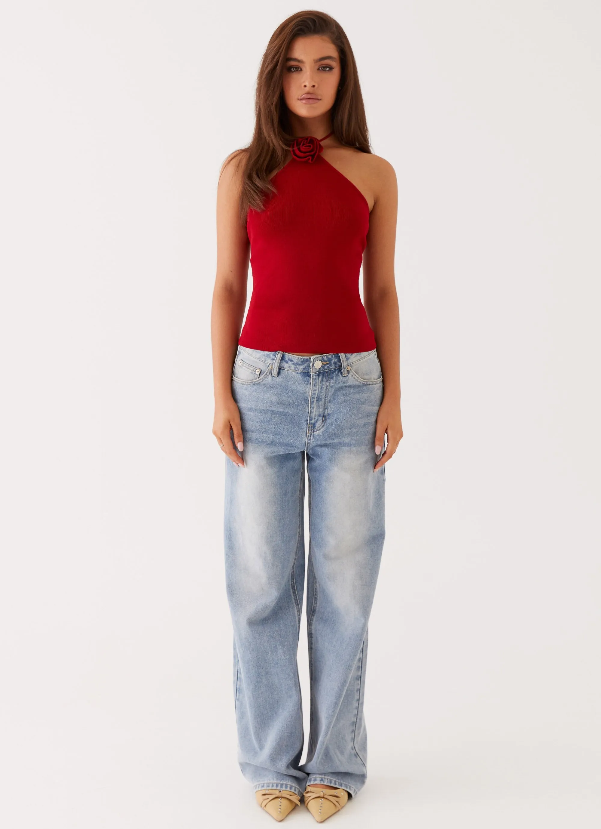 Delphi Rose Knit Top - Rouge Red sold by Peppermayo product image thumbnail 2