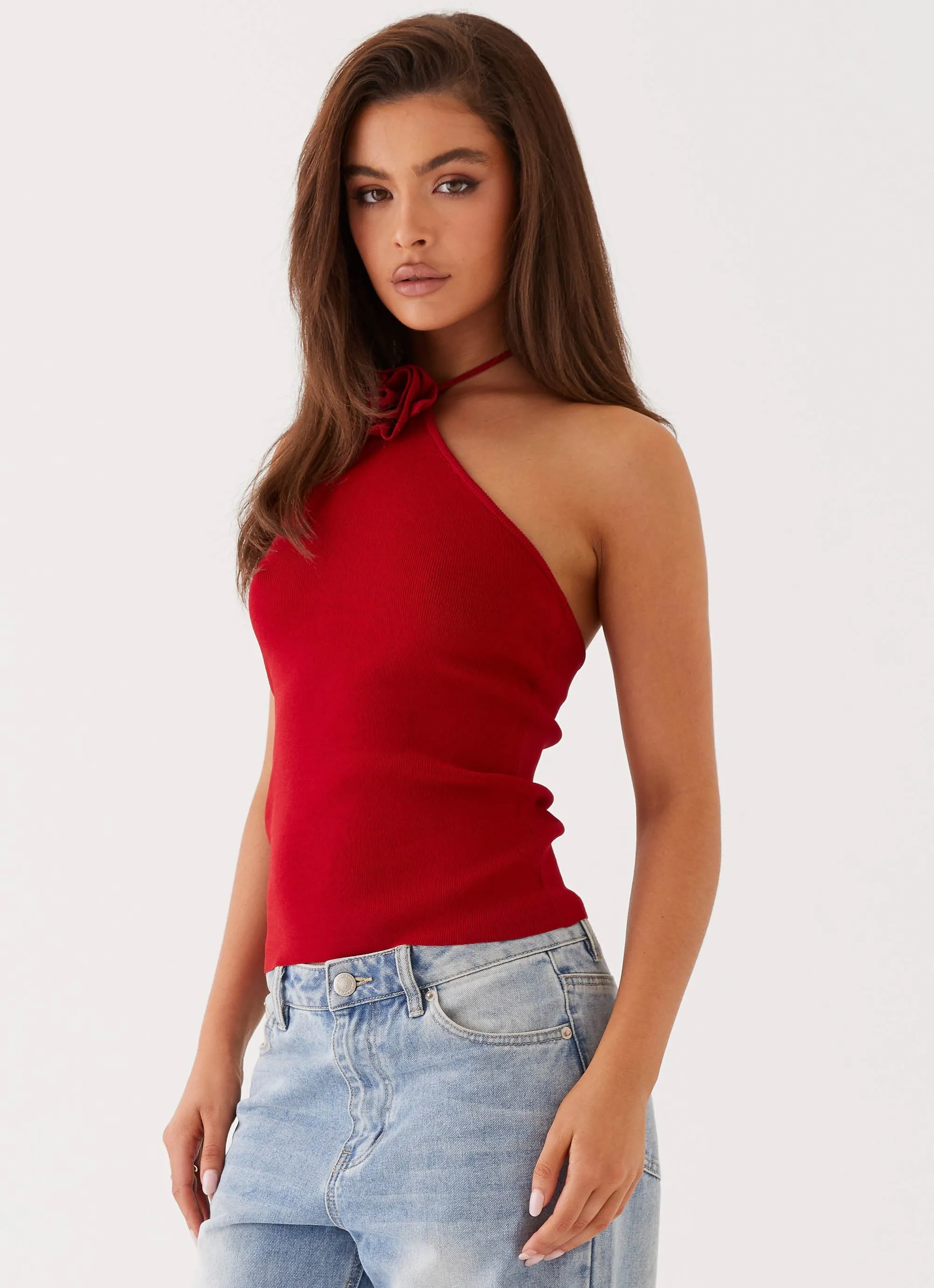 Delphi Rose Knit Top - Rouge Red sold by Peppermayo product image thumbnail 3
