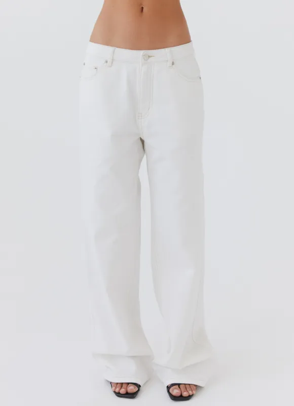 Keanna Low Rise Denim Jeans - Ivory sold by Peppermayo