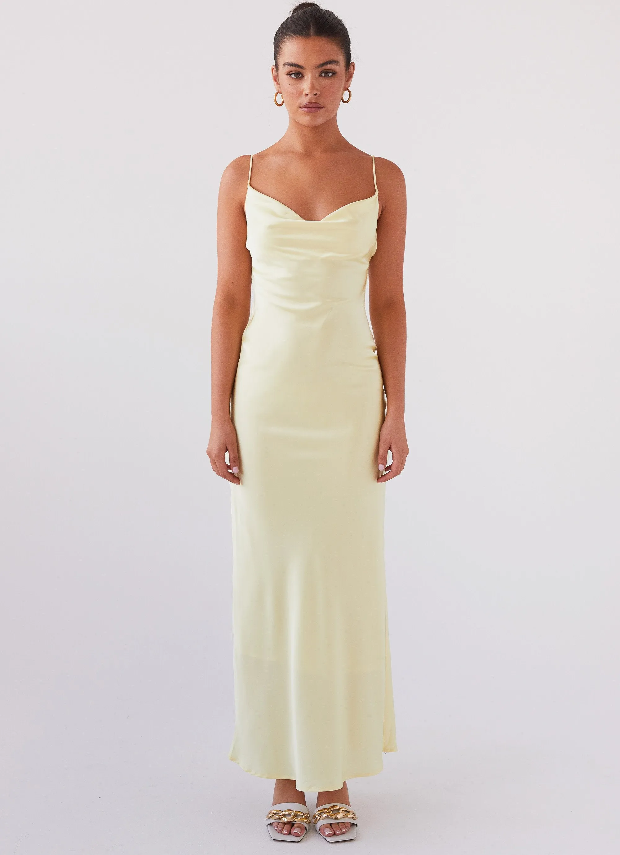 Joanna Satin Maxi Dress - Lemon sold by Peppermayo product image thumbnail 2