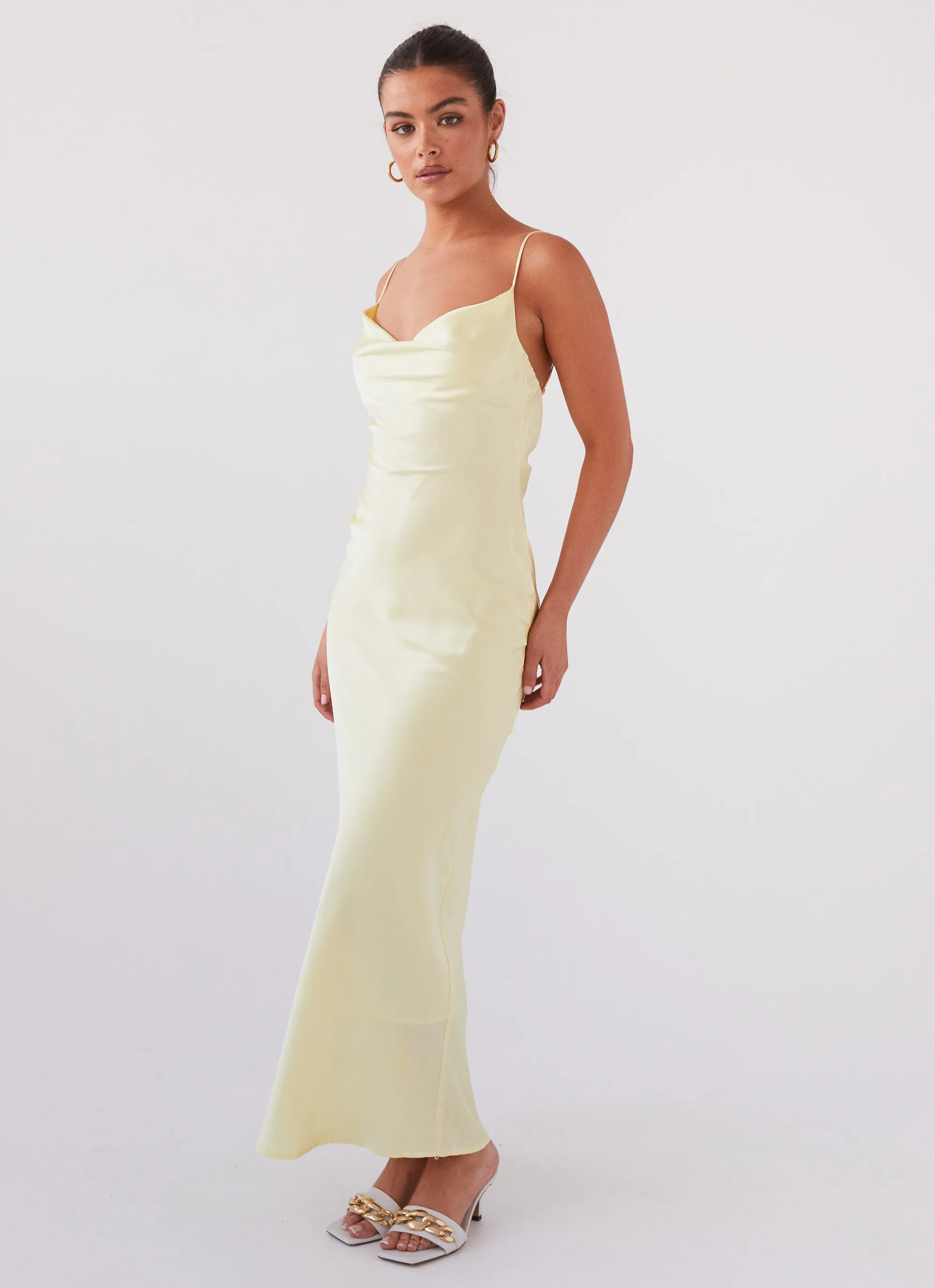 Joanna Satin Maxi Dress - Lemon sold by Peppermayo product image thumbnail 4