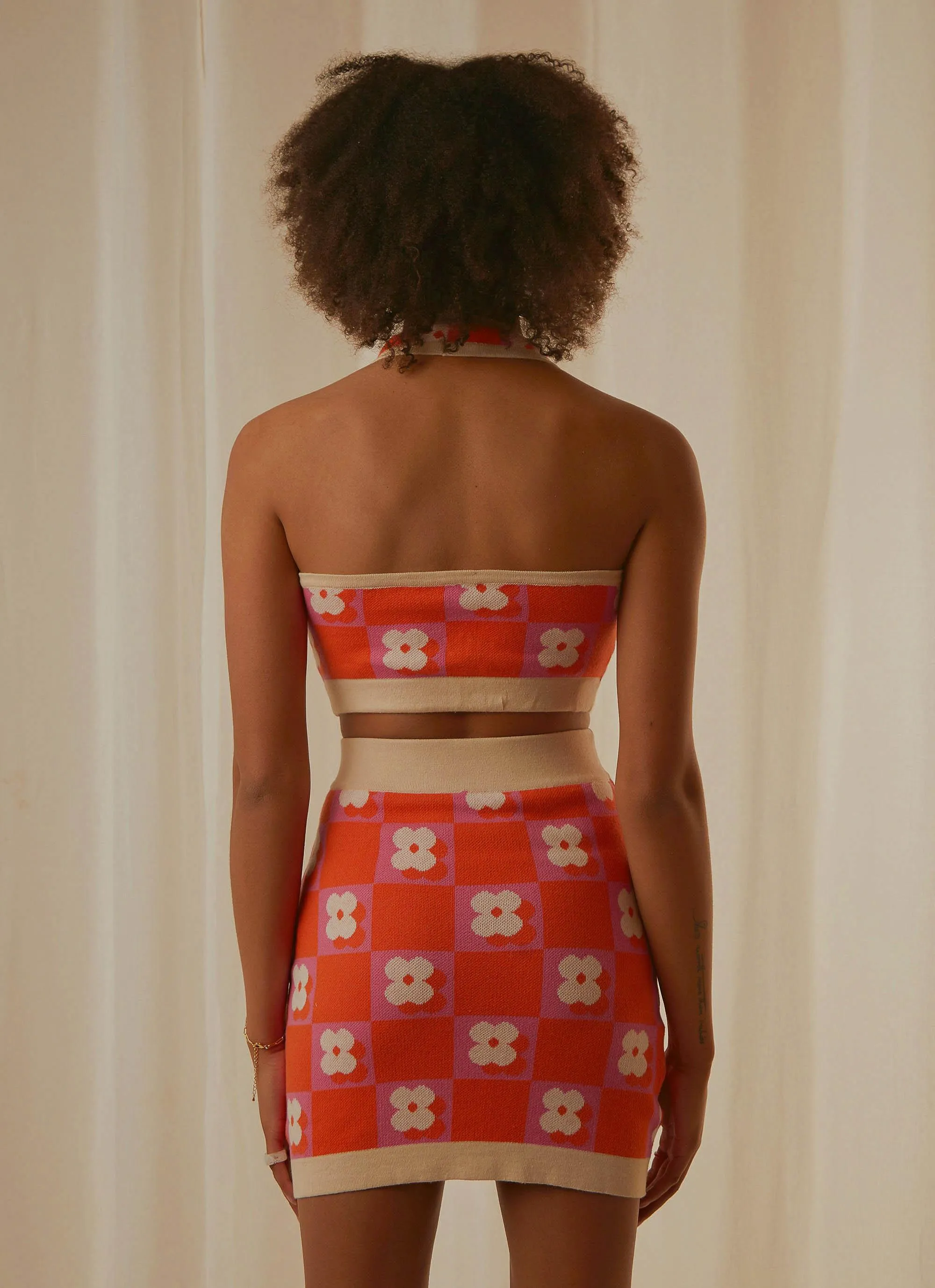 Flower Market Knit Halter - Orange Mod Floral sold by Peppermayo product image thumbnail 5