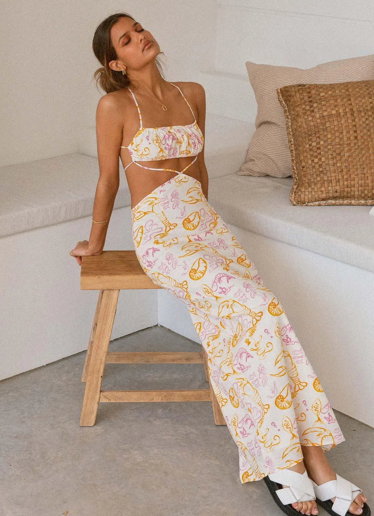 Limonada Linen Maxi Dress - Oceanus sold by Peppermayo