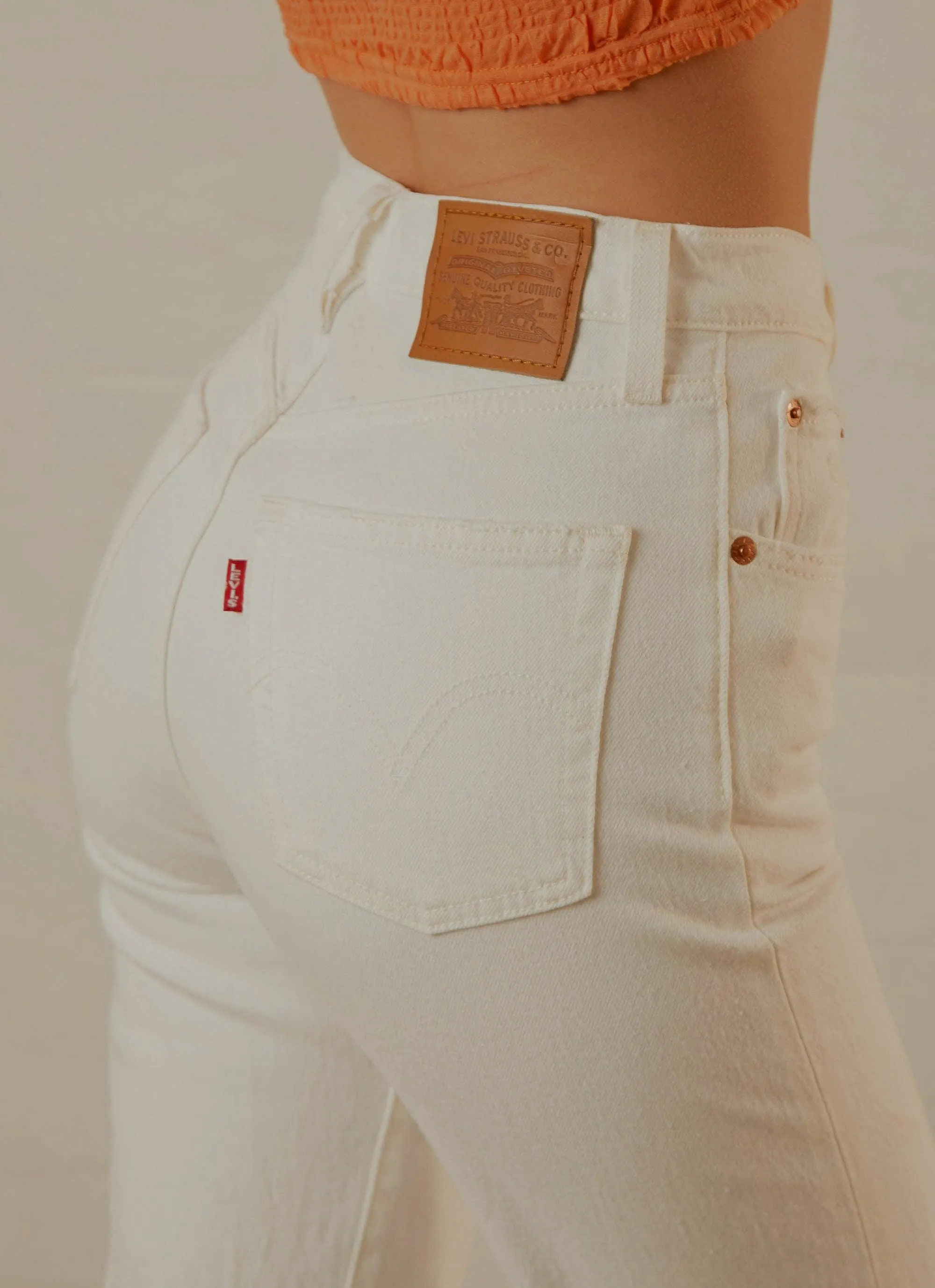 Ribcage Straight Ankle Jeans - Cloud Over sold by Peppermayo